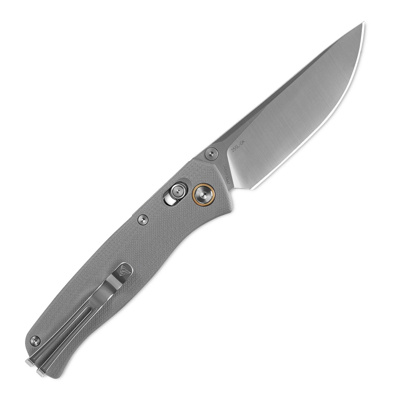 Side view of SRM Medal 255L-GK EDC pocket knife with blade deployed