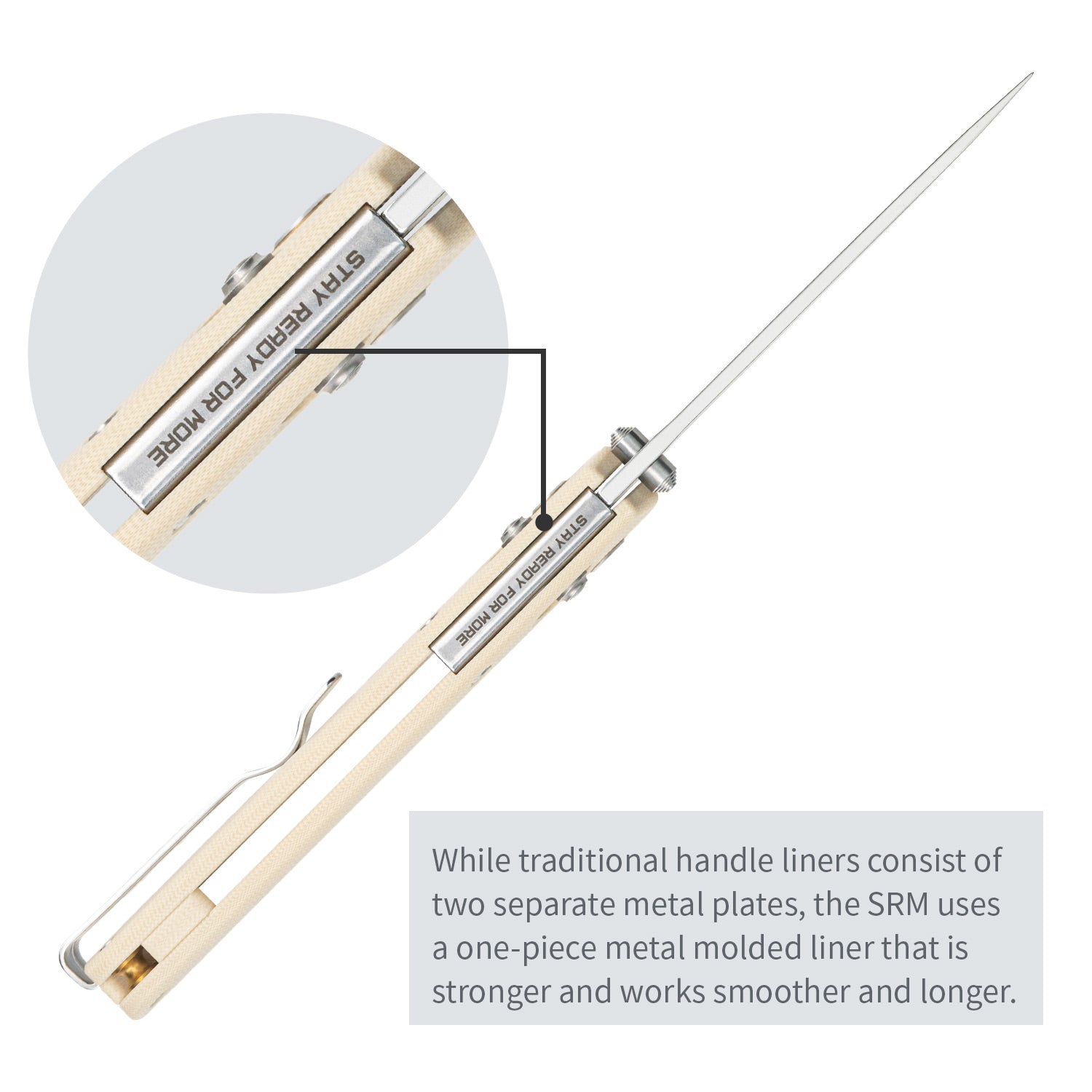 SRM Ambi Lock EDC pocket knife Medal 255L-GT | White G10 Handle