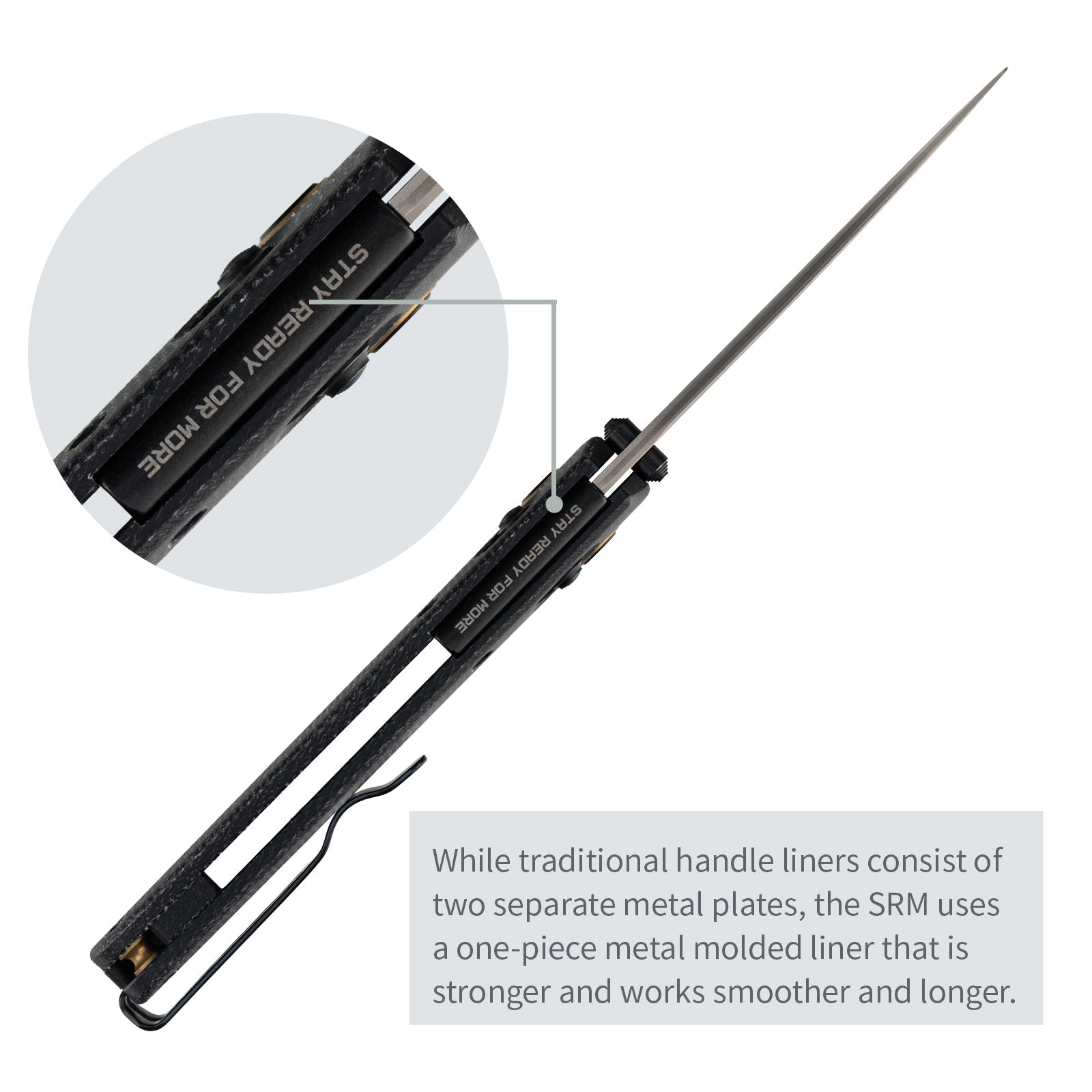 SRM EDC pocket knife Medal 255L-MB2 | Laminated steel blade and black micarta Handle