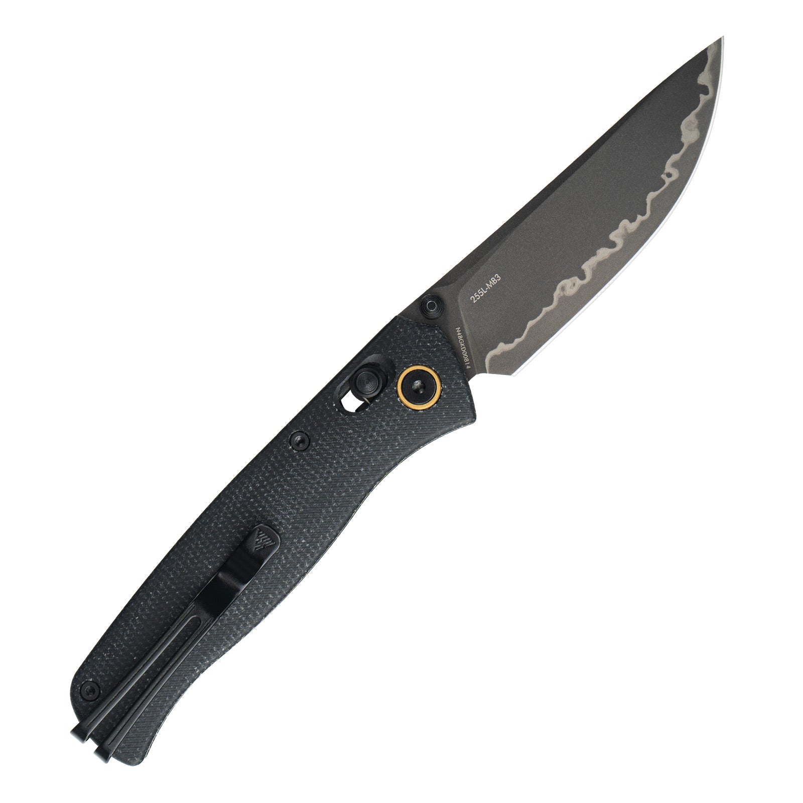 Side view of SRM Medal 255L-MB3 EDC pocket knife with blade deployed