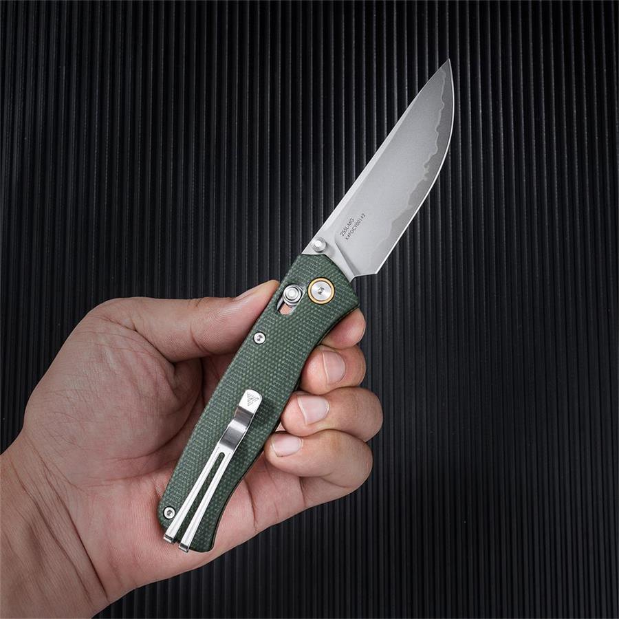 EDC pocket knife Medal 255L-MG - Laminated 140Cr steel blade and Micarta handle - SRM Knives