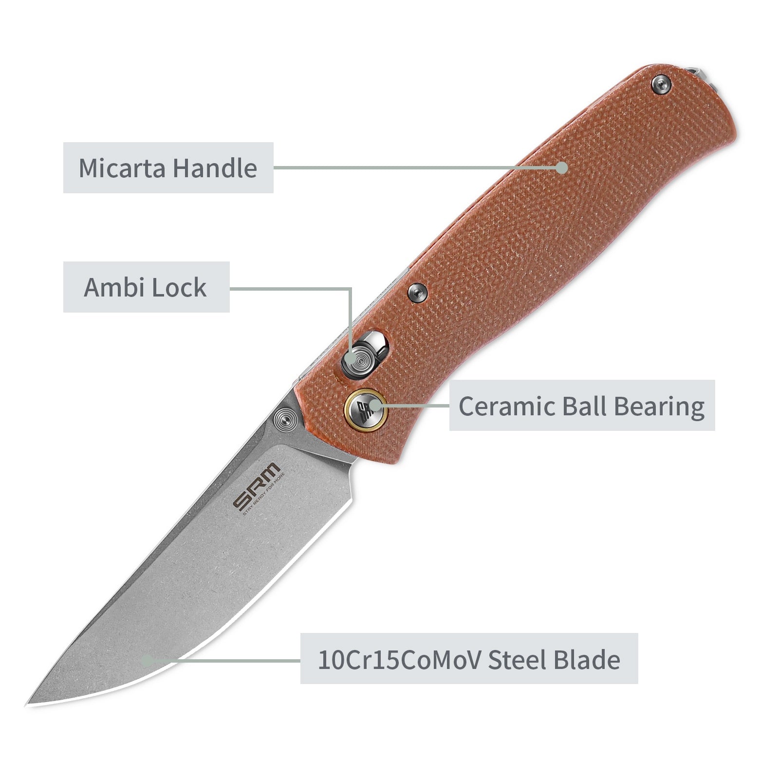 SRM Medal 255L-MN (3.2” 10Cr Blade, Micarta Handle)