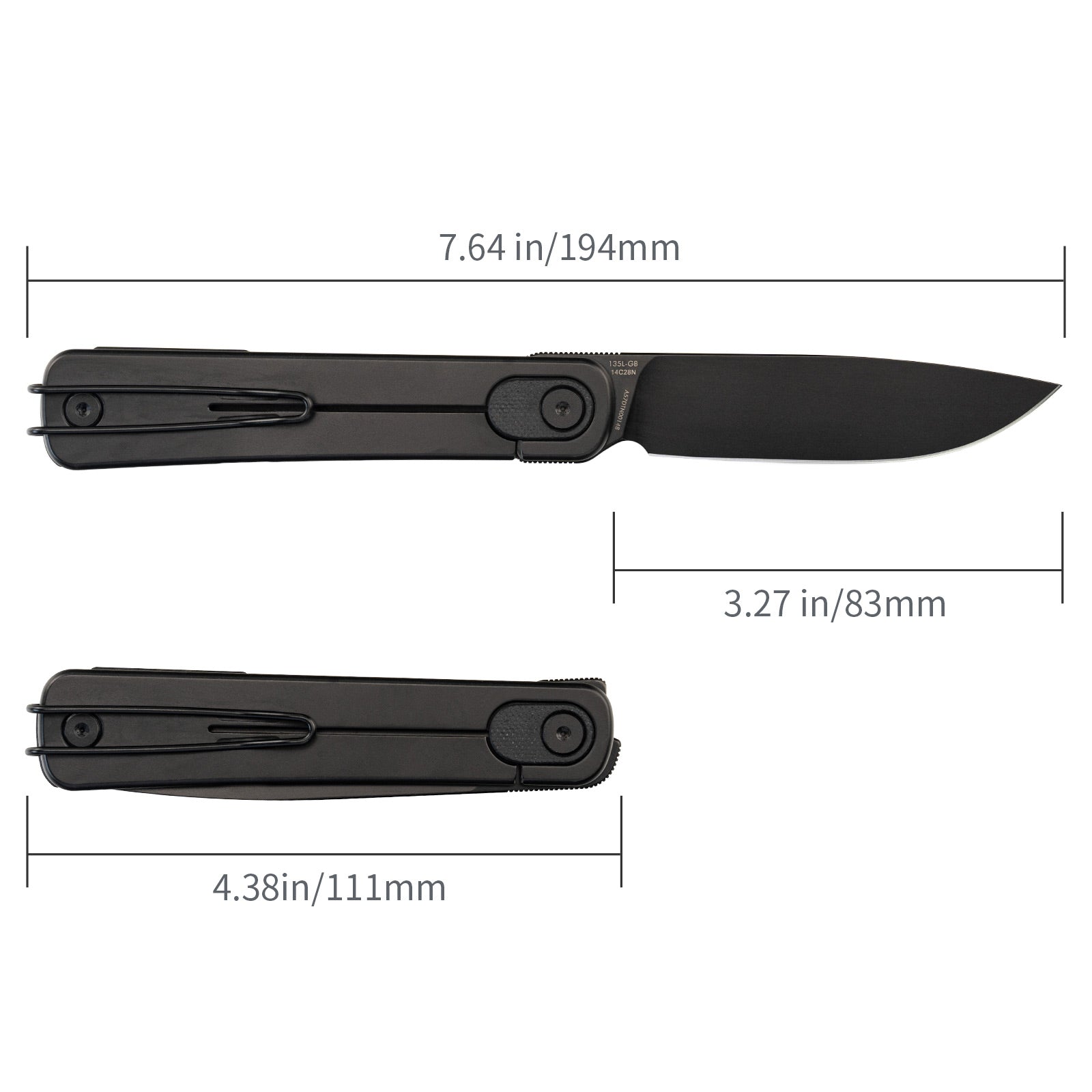 SRM EDC frame lock knife Palfrey 135L-GB | 14C28N steel blade and black G10 handle