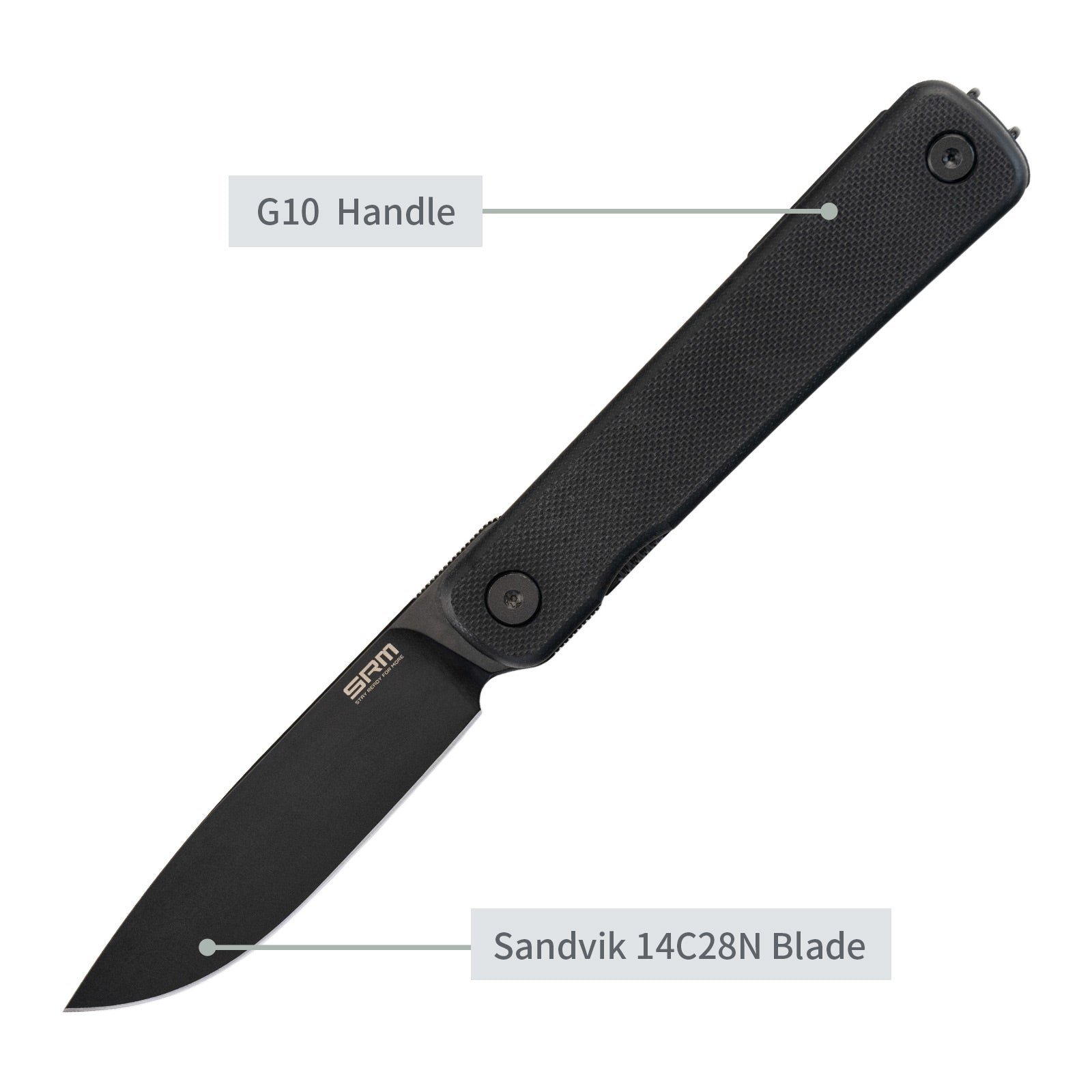 SRM EDC frame lock knife Palfrey 135L-GB | 14C28N steel blade and black G10 handle