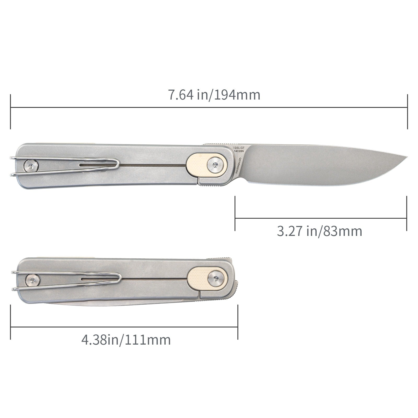 SRM EDC frame lock knife Palfrey 135L-GT | 14C28N steel blade and Ivory G10 handle
