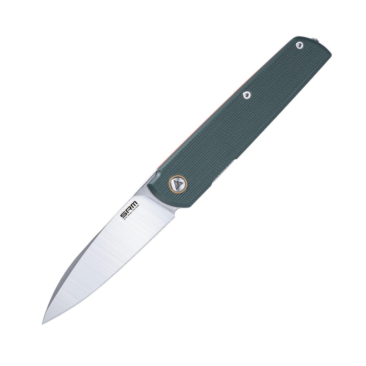SRM liner lock knife Qrick 408L-GX | 14C28N blade and green G10 handle