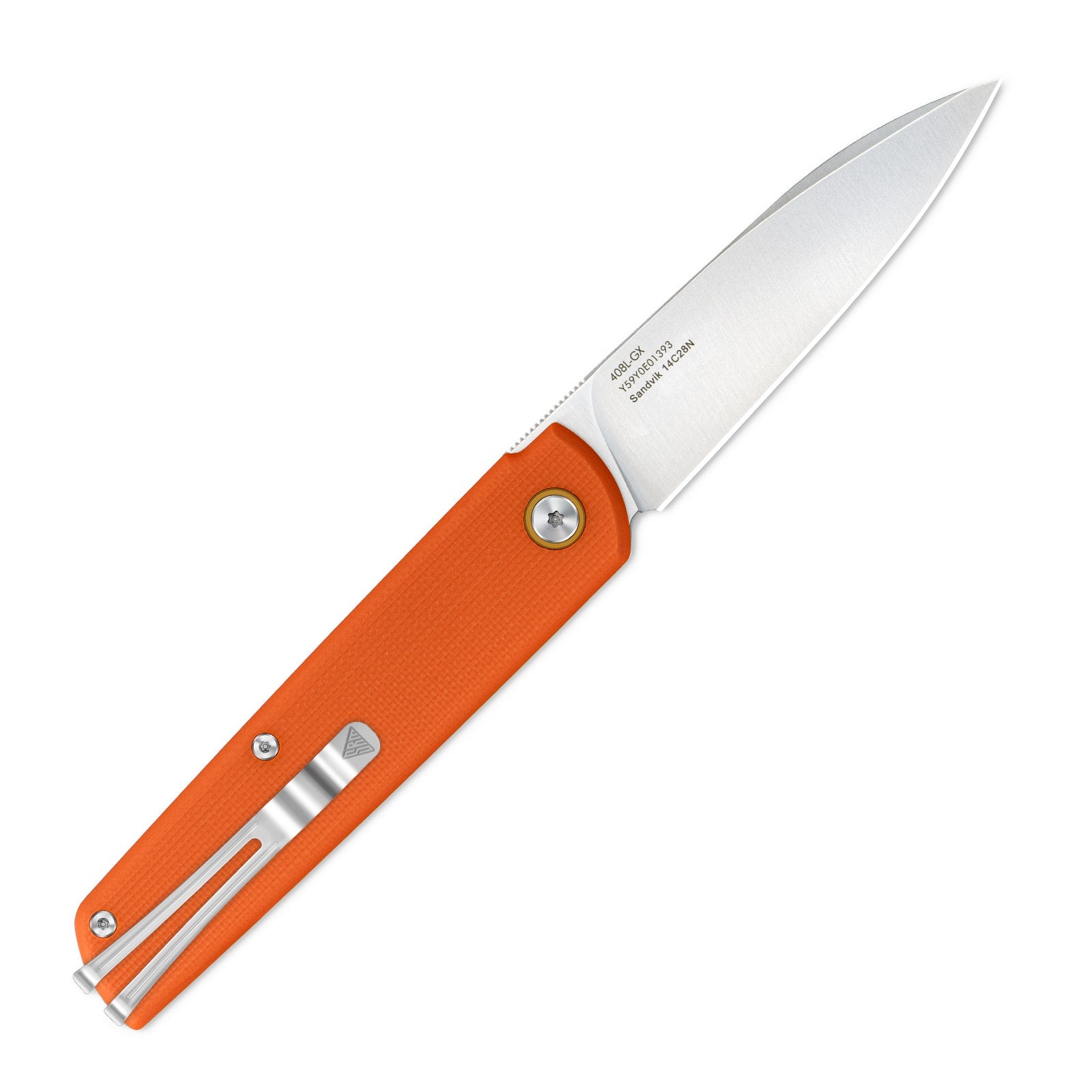 Side view of SRM Qrick 408L-GX EDC knife with blade deployed