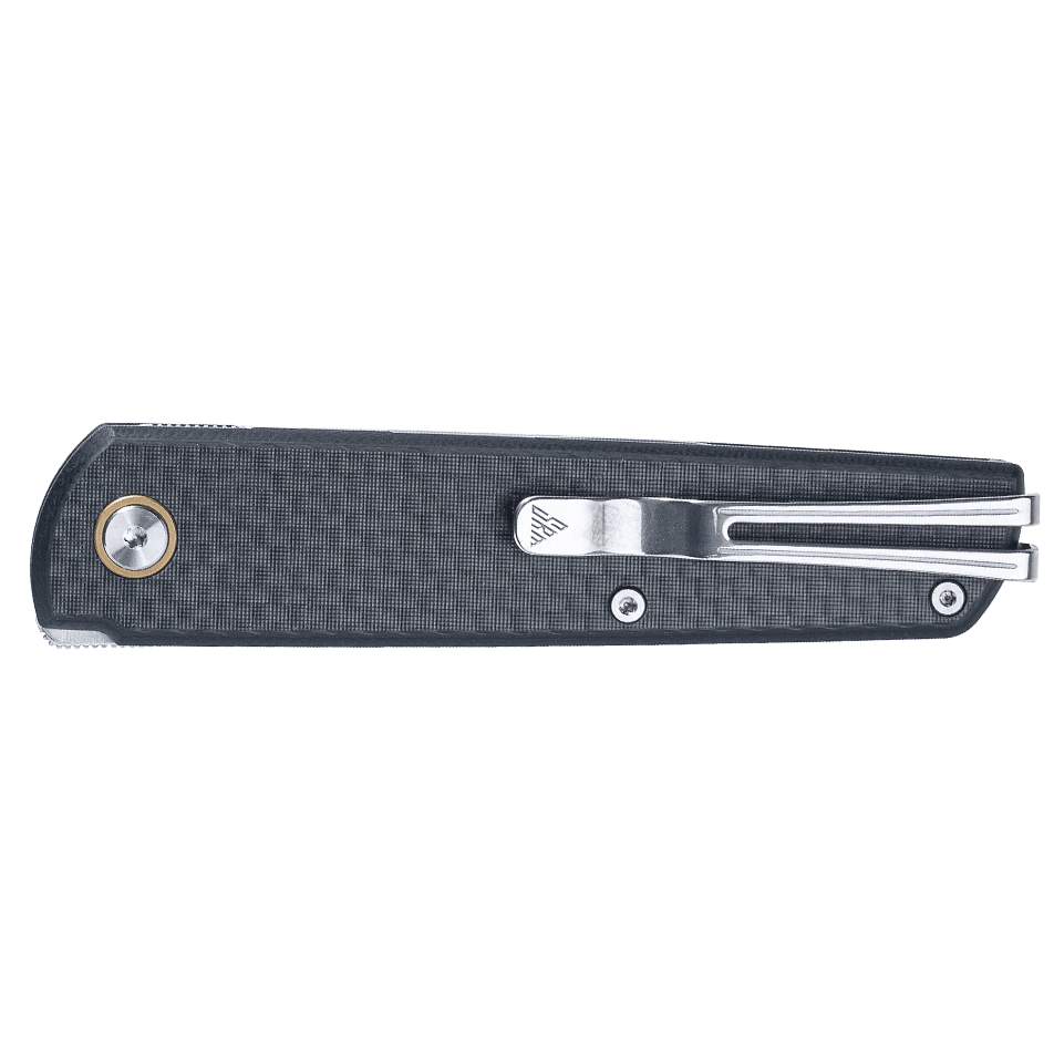 SRM liner lock knife Qrick 408L-KB | 14C28N blade and black G10 handle