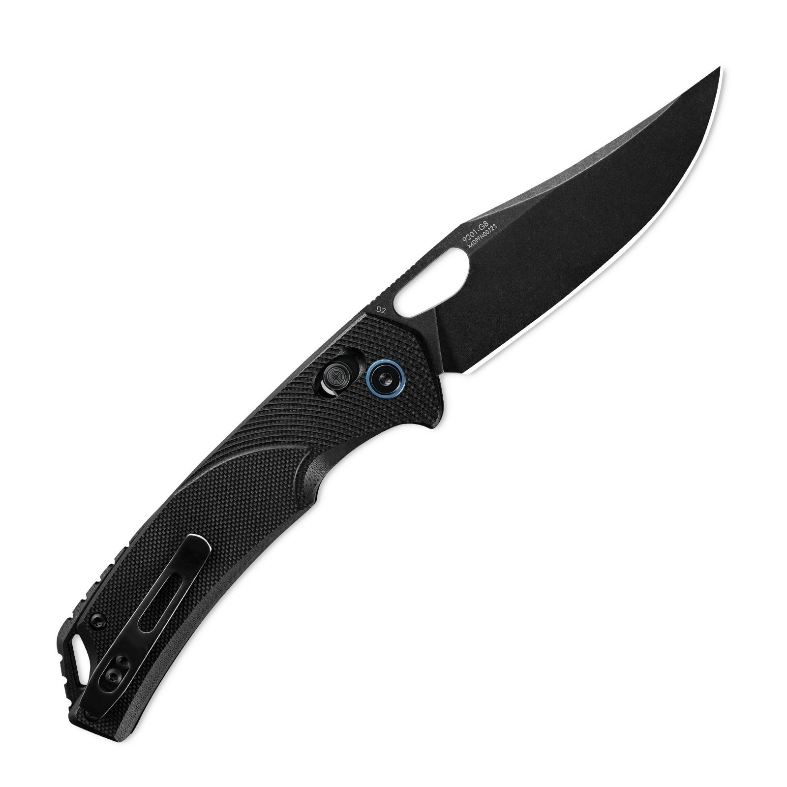 Side view of SRM Retriever 9201-GB hunting folding knife with blade deployed