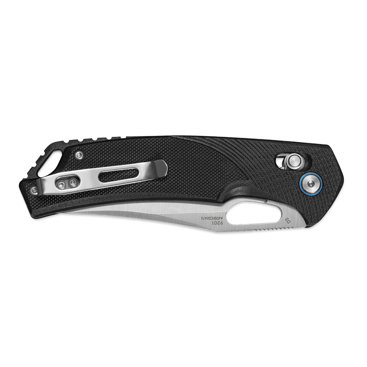 Close-up of SRM Retriever 9201 folding hunting knife handle