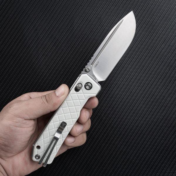 SRM tactical pocket knife Rubik 7228B-GT | 14C28N blade and white G10 handle