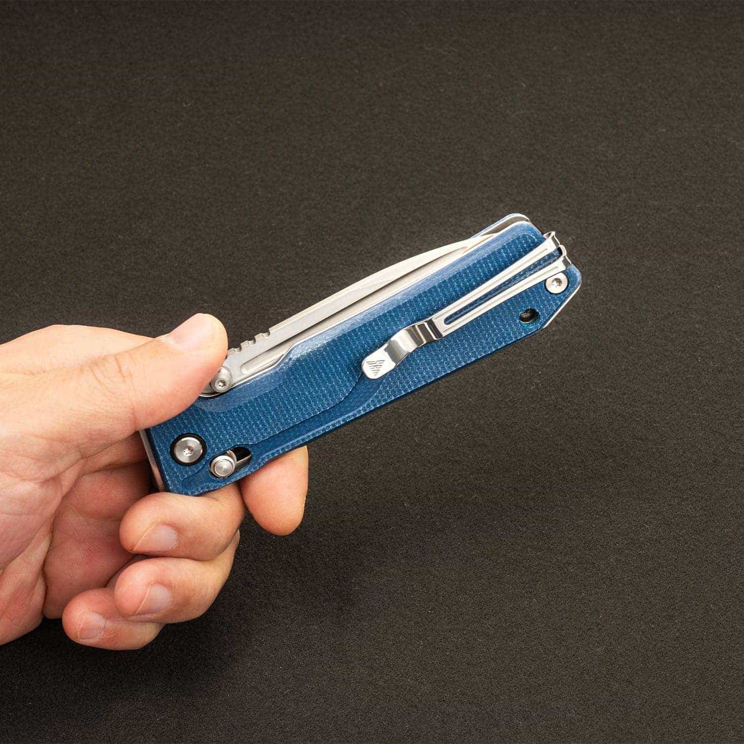 SRM Ambi Lock tactical pocket knife Rubik 7228B-ME2 - Blue Micarta Handle