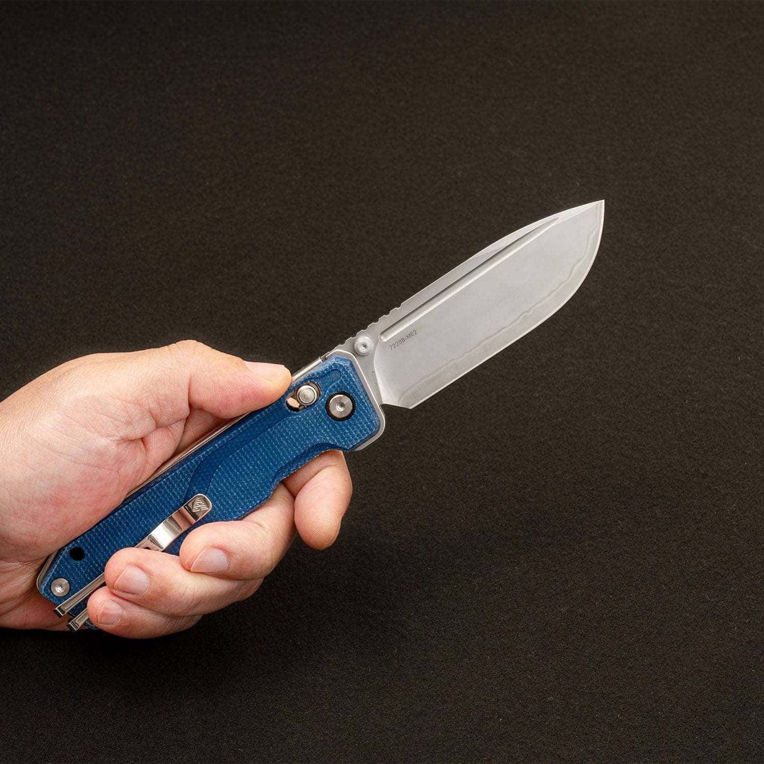 SRM Ambi Lock tactical pocket knife Rubik 7228B-ME2 - Blue Micarta Handle
