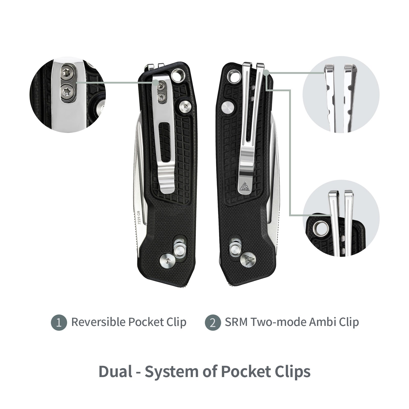 SRM EDC pocket knife Scout 7229-GB | 14C28N steel blade and G10 handle tactical knife