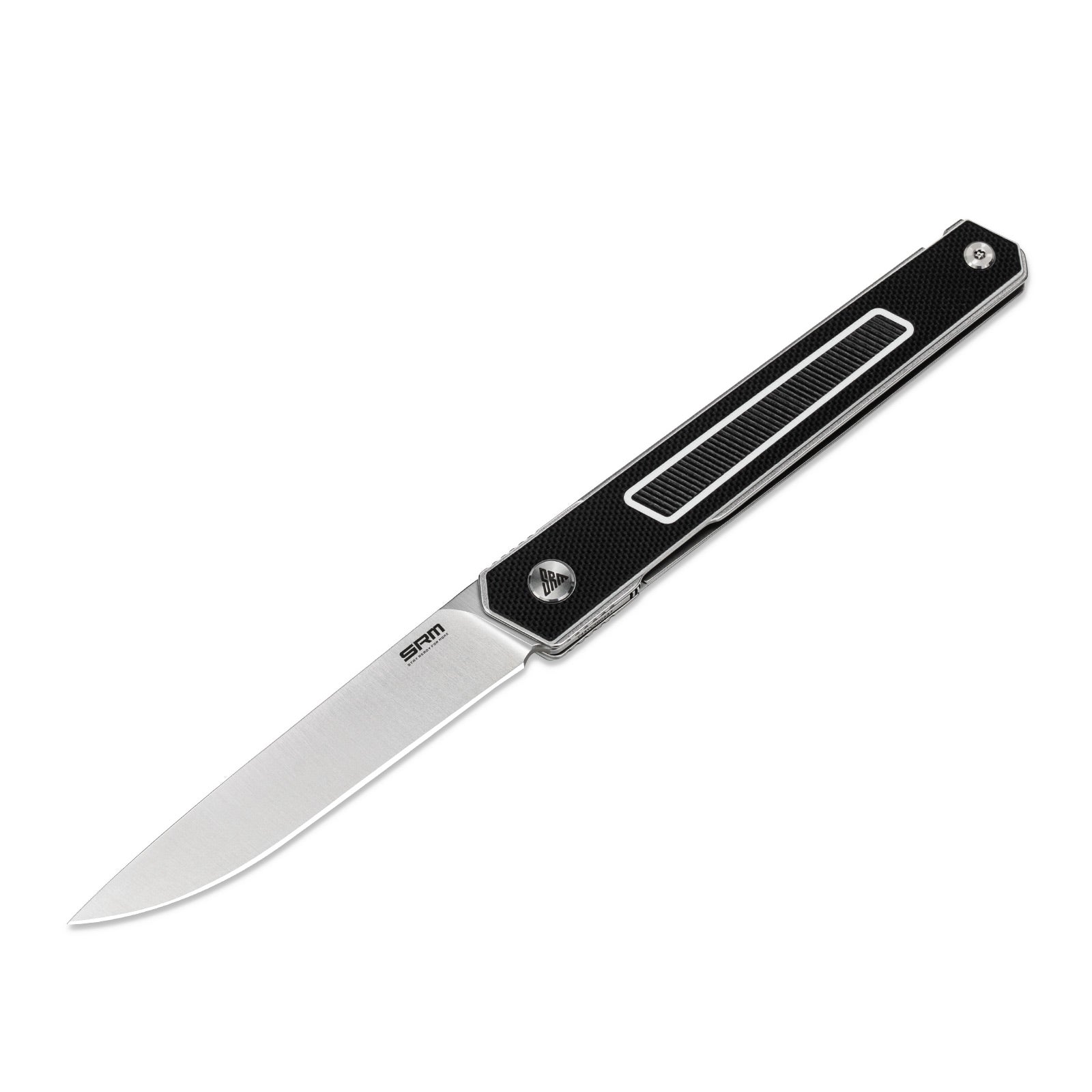 Detailed view of SRM Swift 125L-GB liner lock knife handle and blade