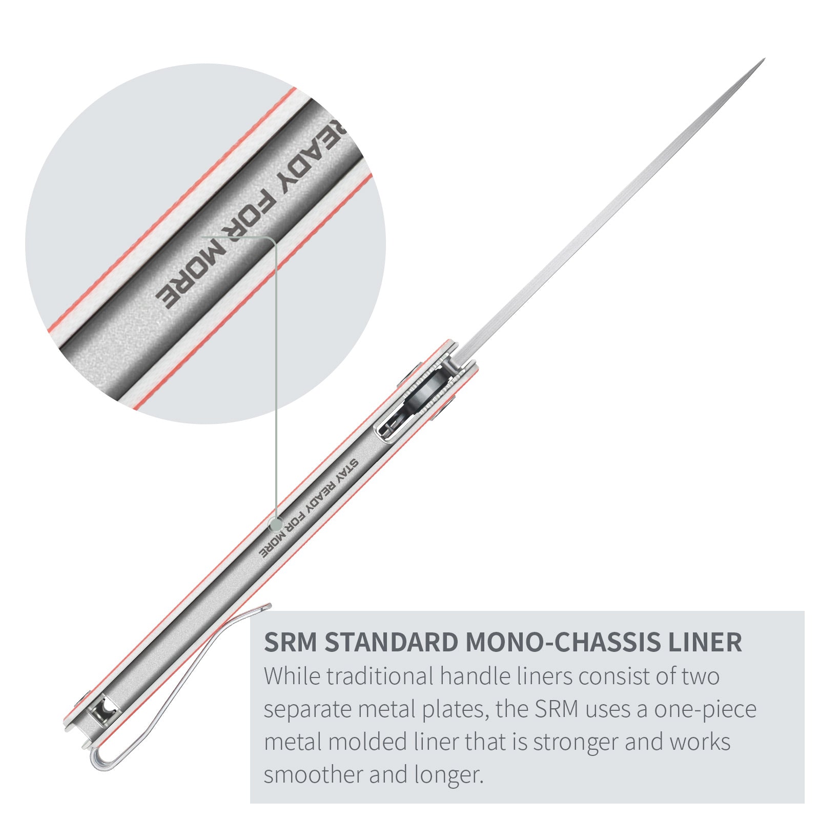 SRM Swift 125L-GR liner lock knife with mono-chassis liner construction for enhanced strength and smooth performance