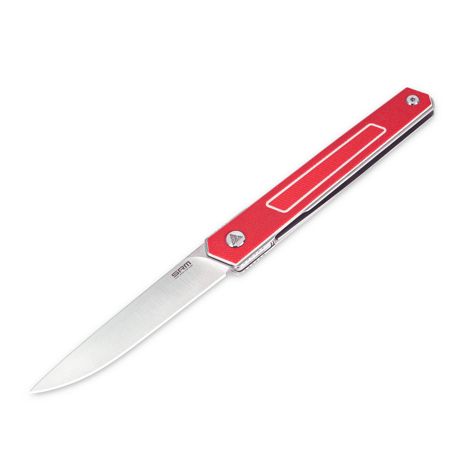 Detailed view of SRM Swift 125L-GR liner lock knife handle and blade
