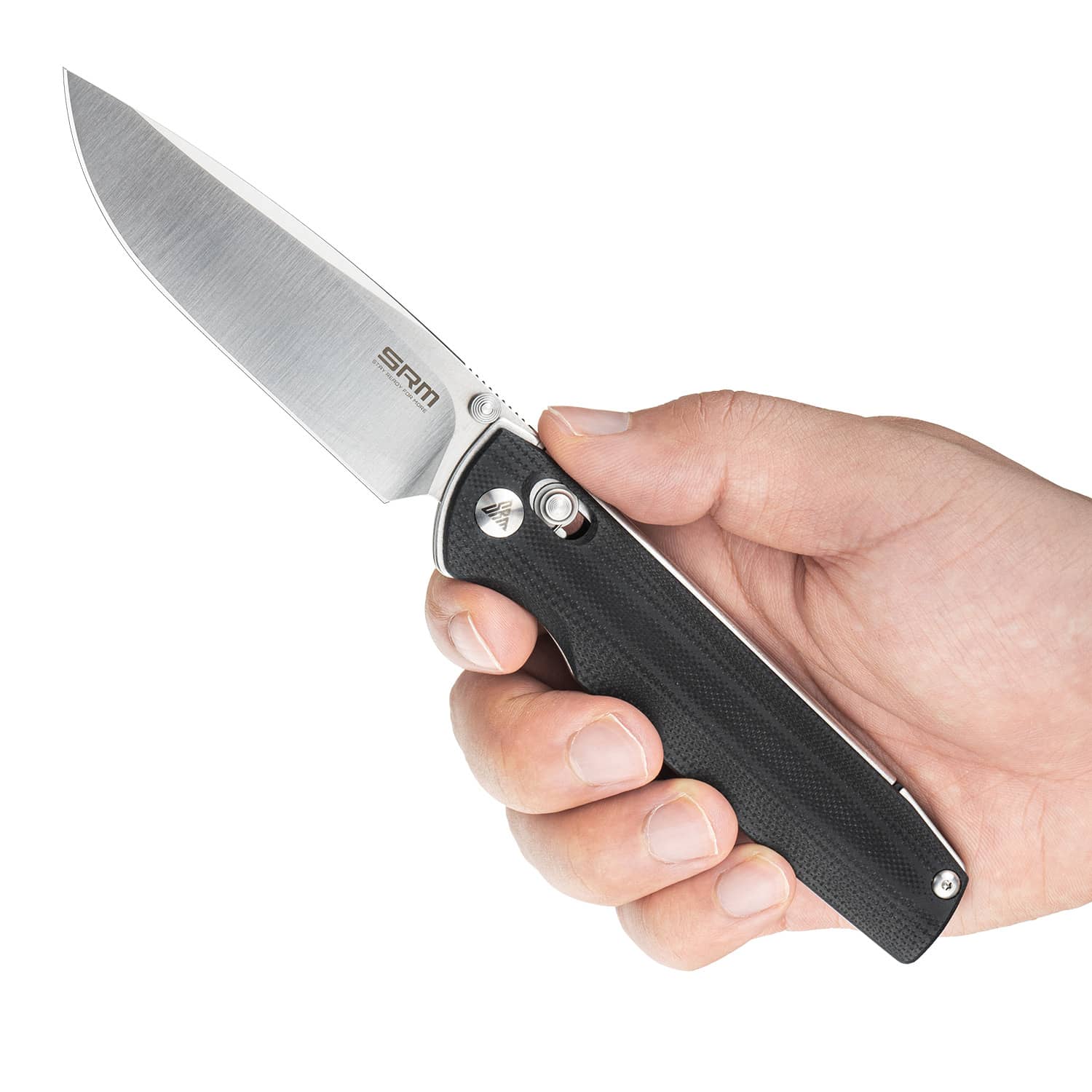 SRM EDC pocket knife Terrier 258L-GB | D2 steel blade and black G10 handle