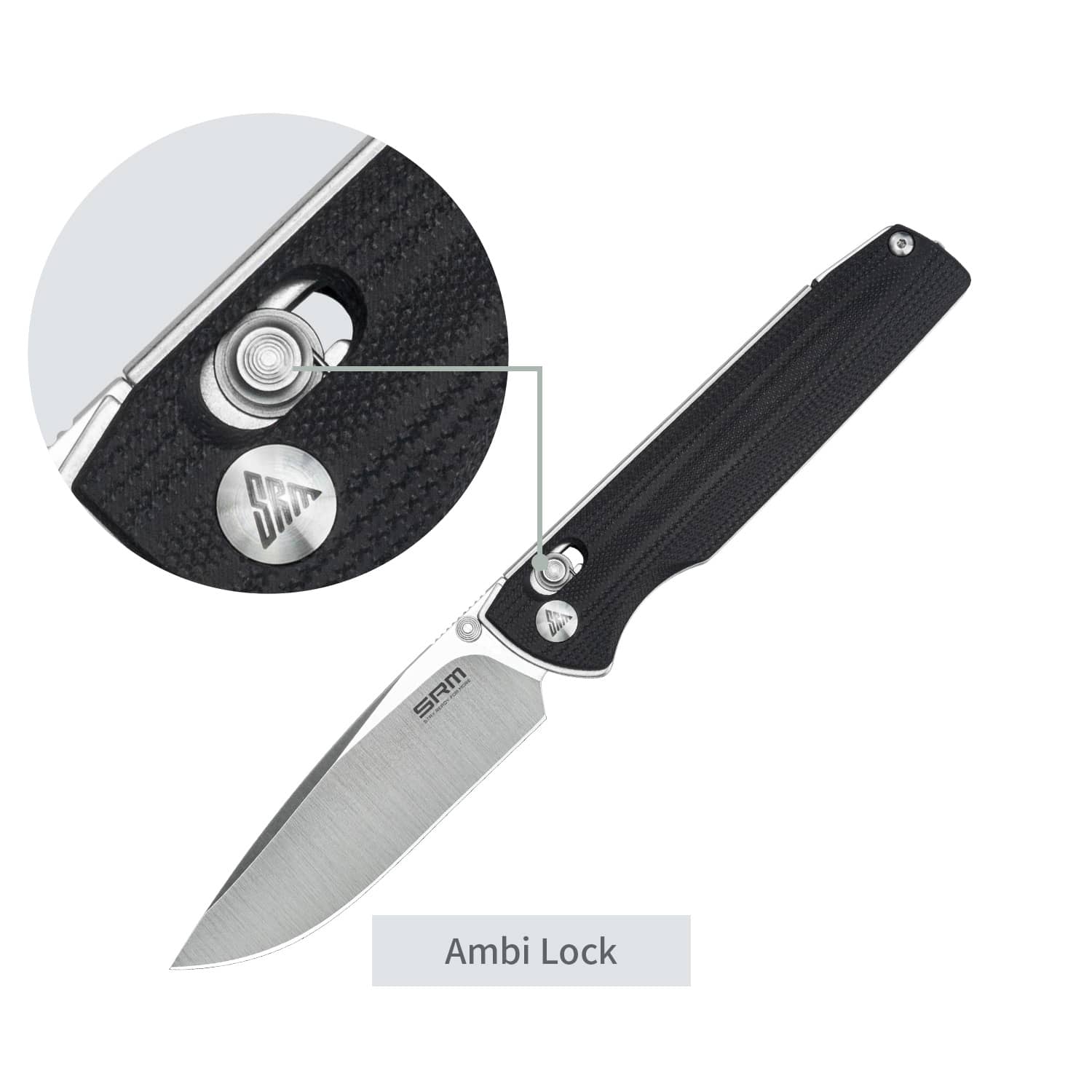 SRM EDC pocket knife Terrier 258L-GB | D2 steel blade and black G10 handle