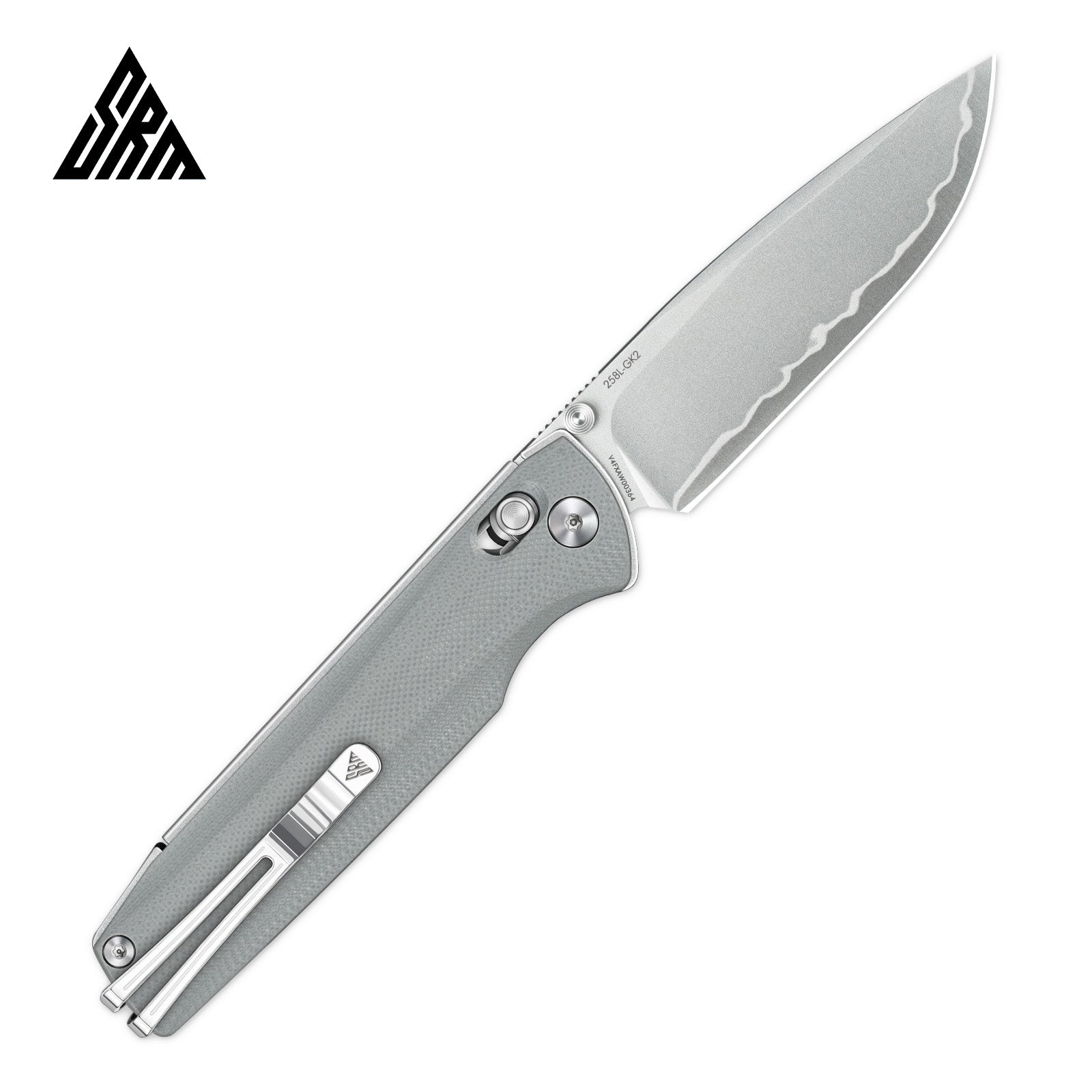 Side view of SRM Terrier 258L-GK2 EDC pocket knife with blade deployed
