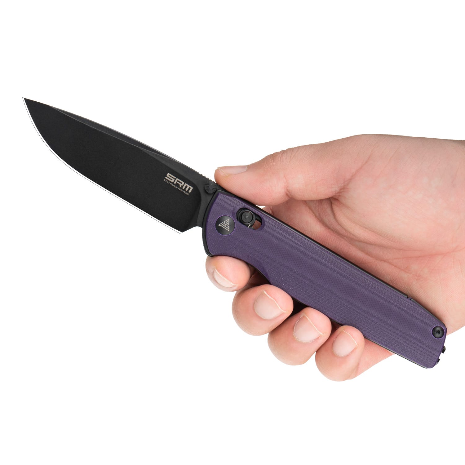 SRM EDC pocket knife Terrier 258L-GN | D2 steel blade and purple G10 handle