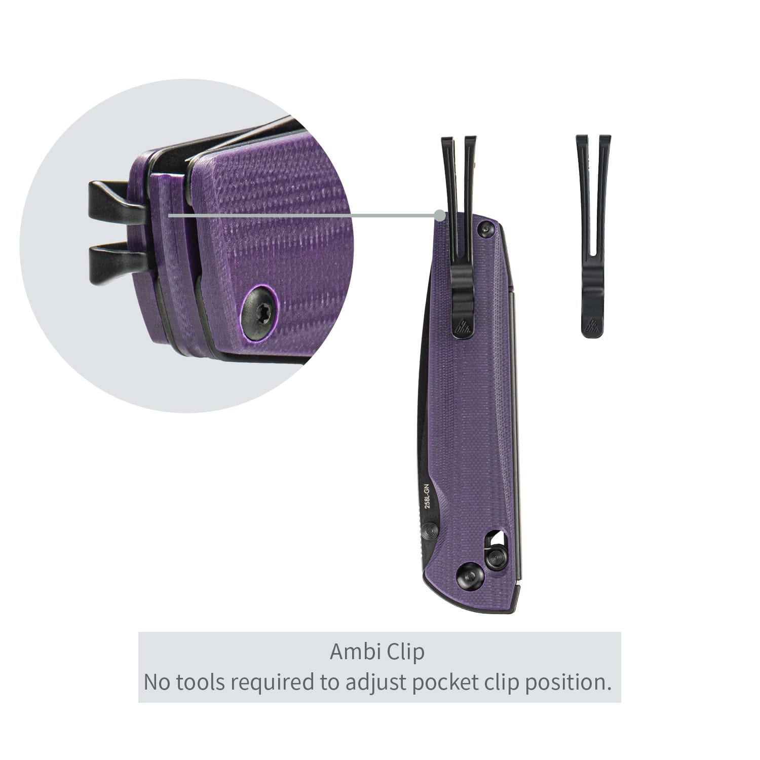 SRM EDC pocket knife Terrier 258L-GN | D2 steel blade and purple G10 handle