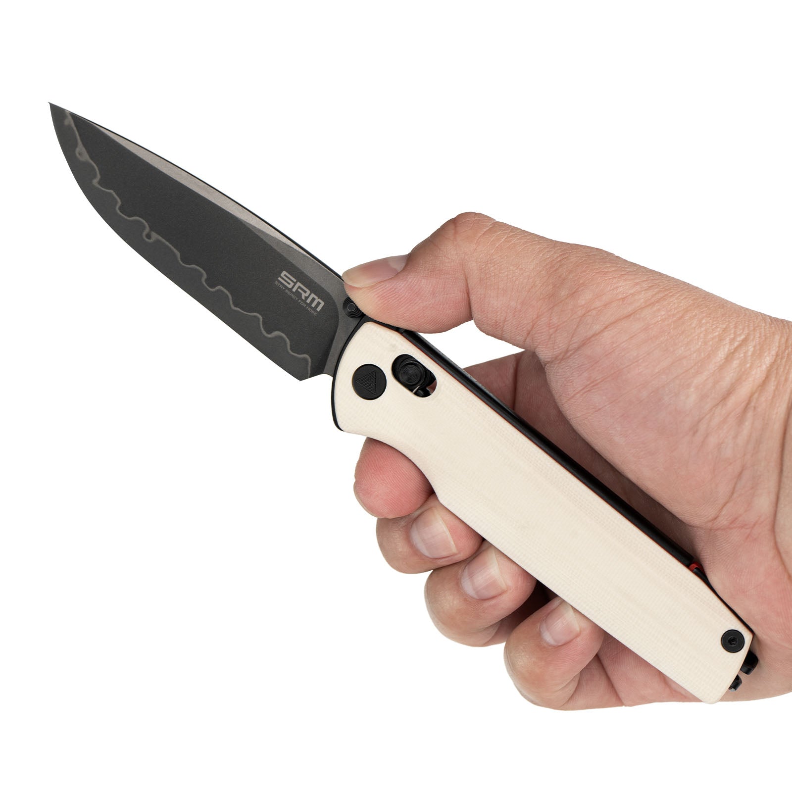 SRM EDC pocket knife Terrier 258L-GT2 - White & Red liner G10 handle