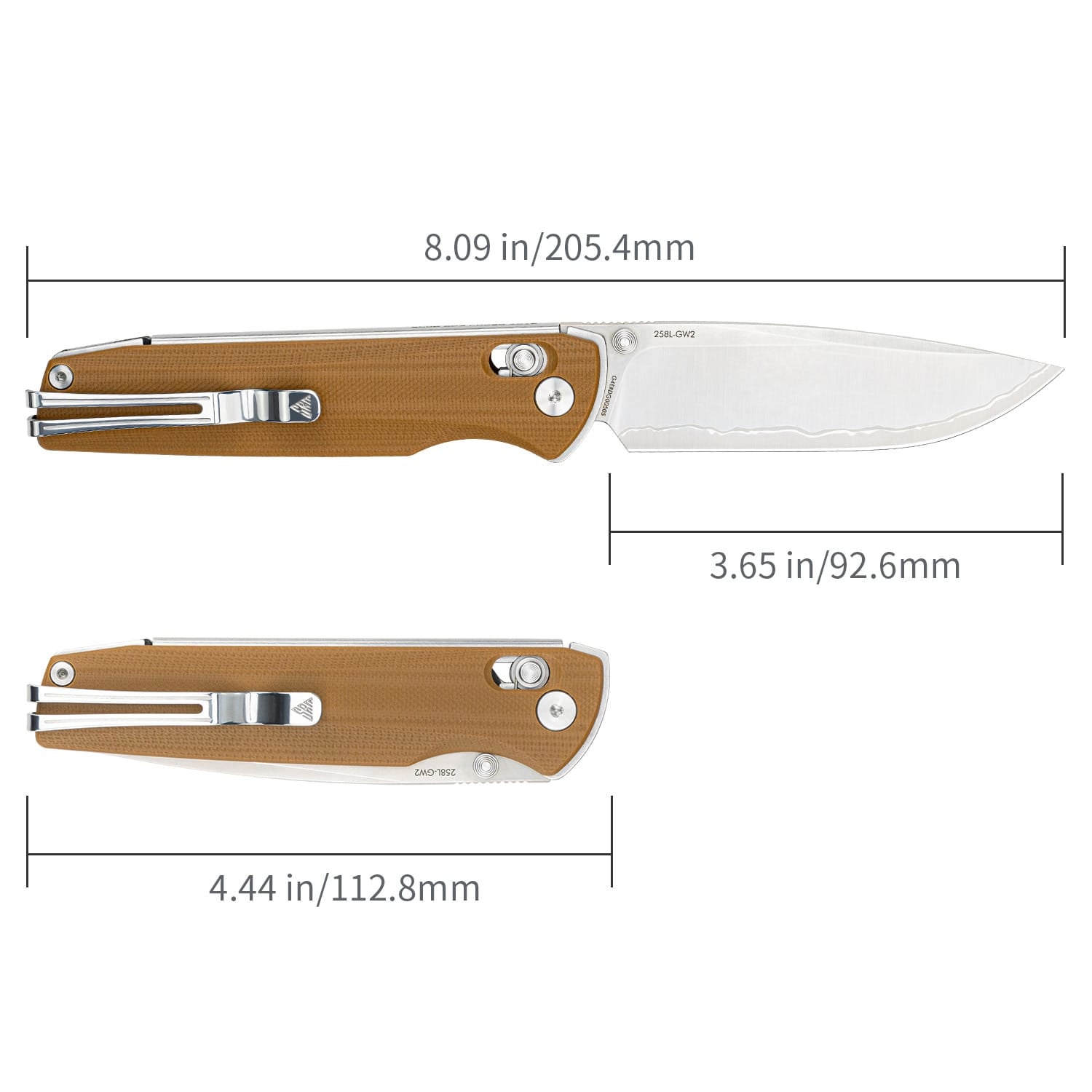 SRM Ambi lock EDC pocket knife Terrier 258L-GW2 - Tan G10 Handle