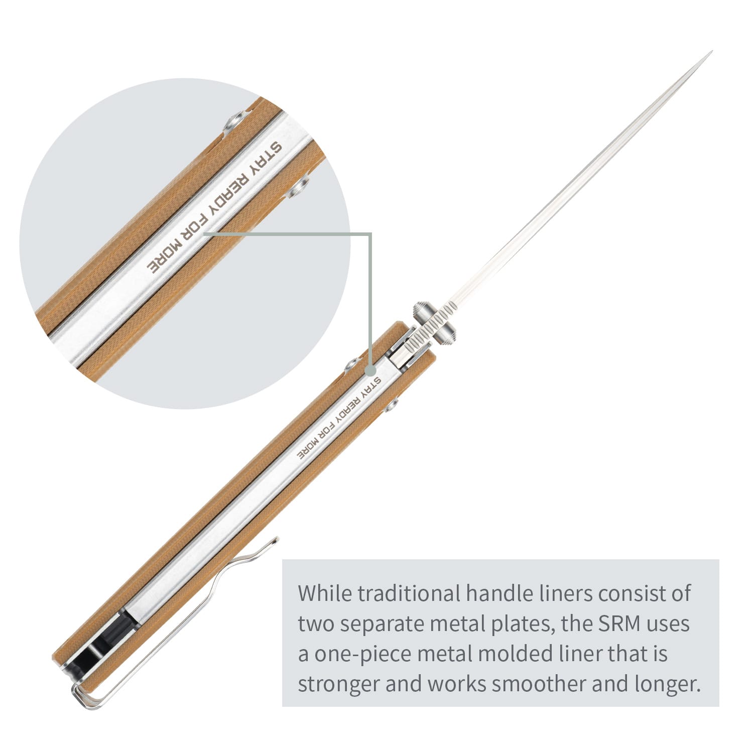 SRM Ambi lock EDC pocket knife Terrier 258L-GW2 - Tan G10 Handle