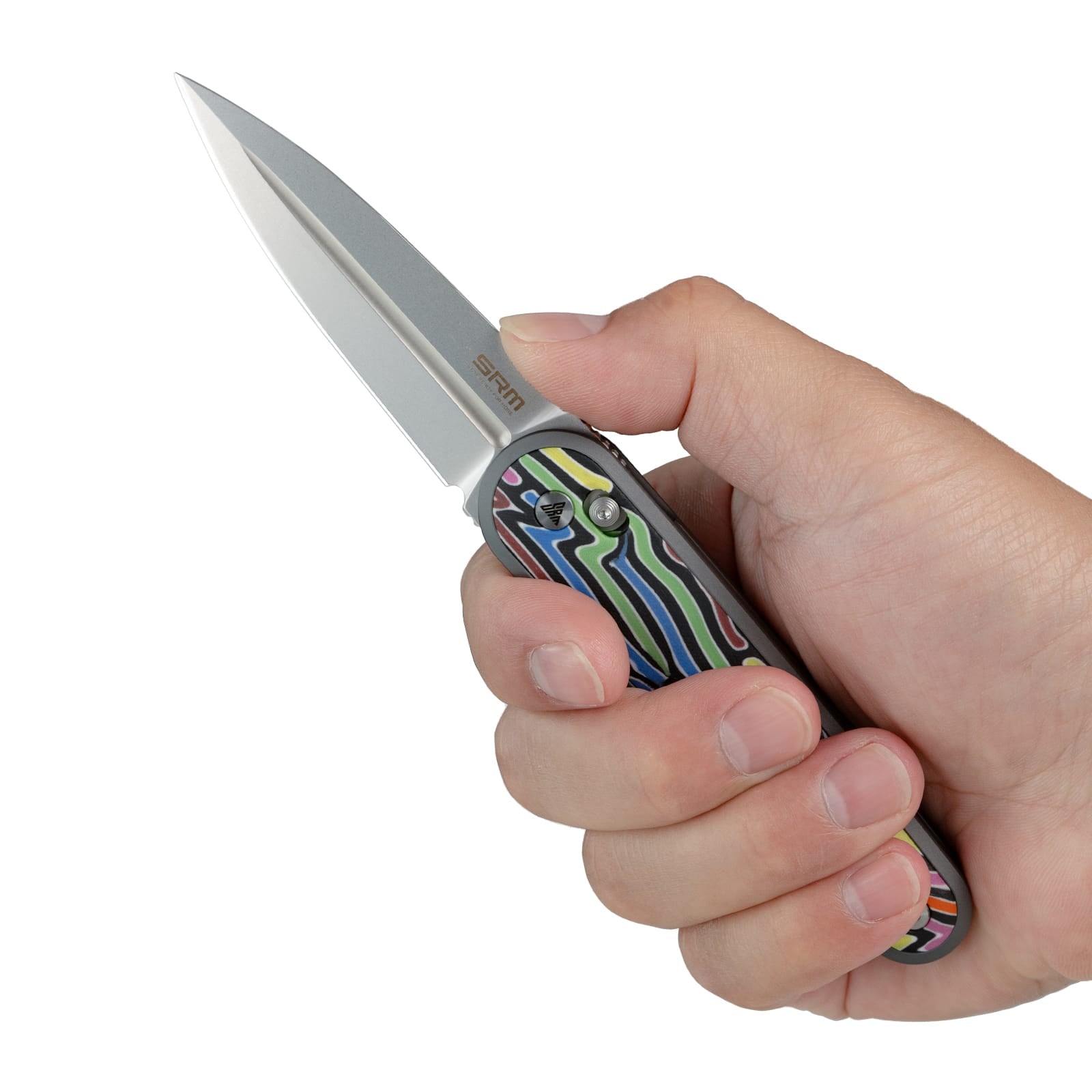 SRM EDC pocket knife 251MB-GX | N690 dagger blade and rainbow G10 handle