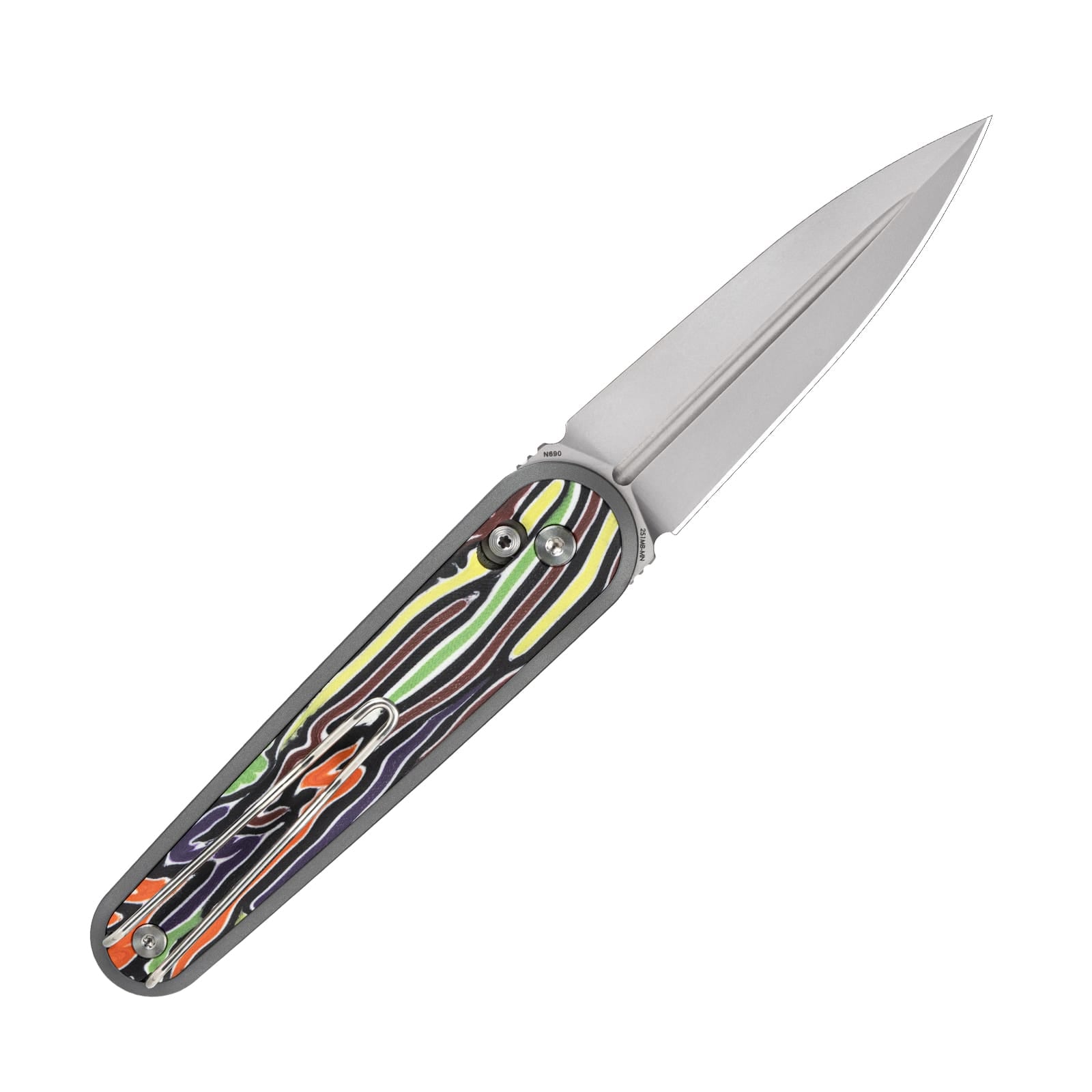 SRM EDC pocket knife 251MB-GX | N690 dagger blade and rainbow G10 handle