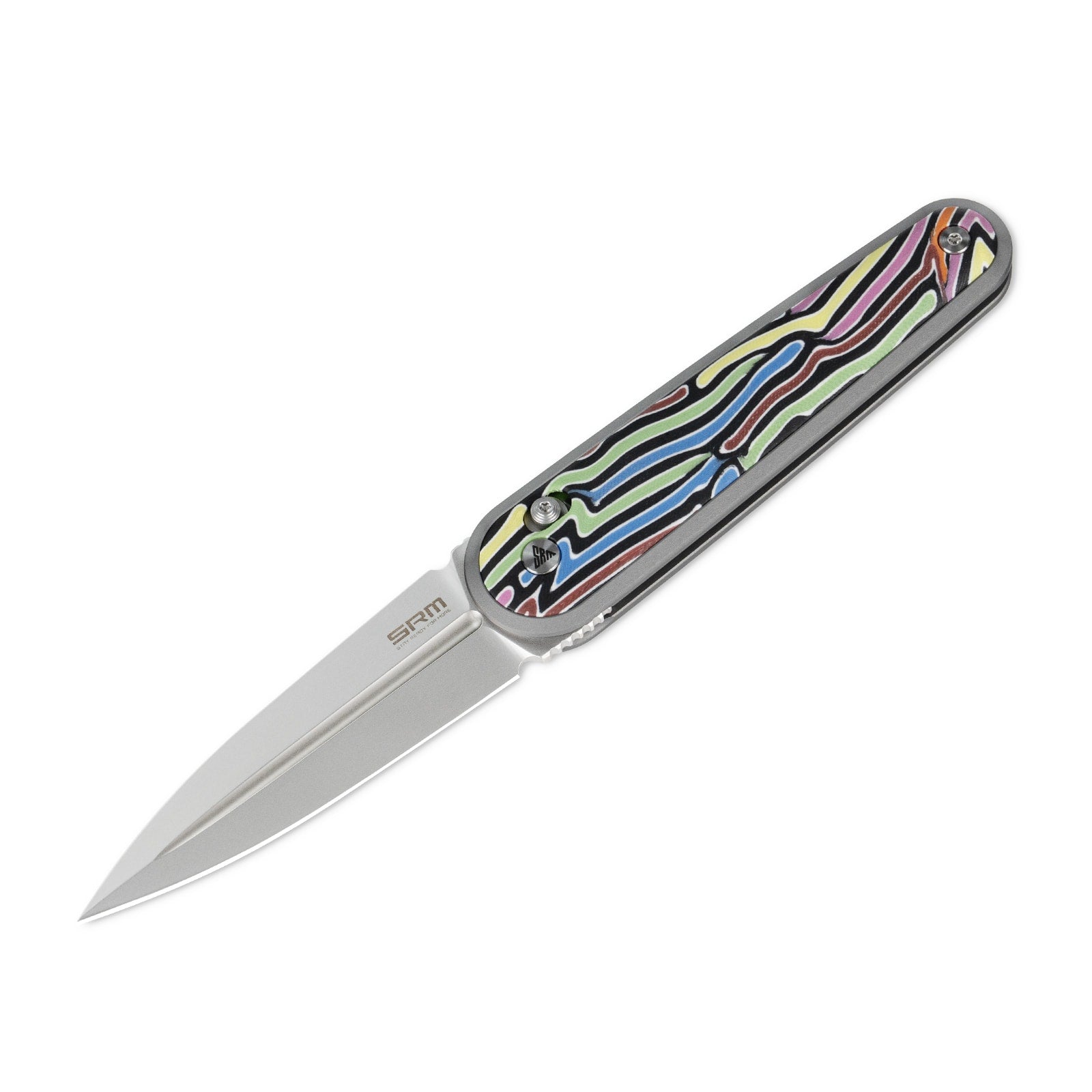 Detailed view of SRM Twin 251MB-GX EDC knife handle and blade