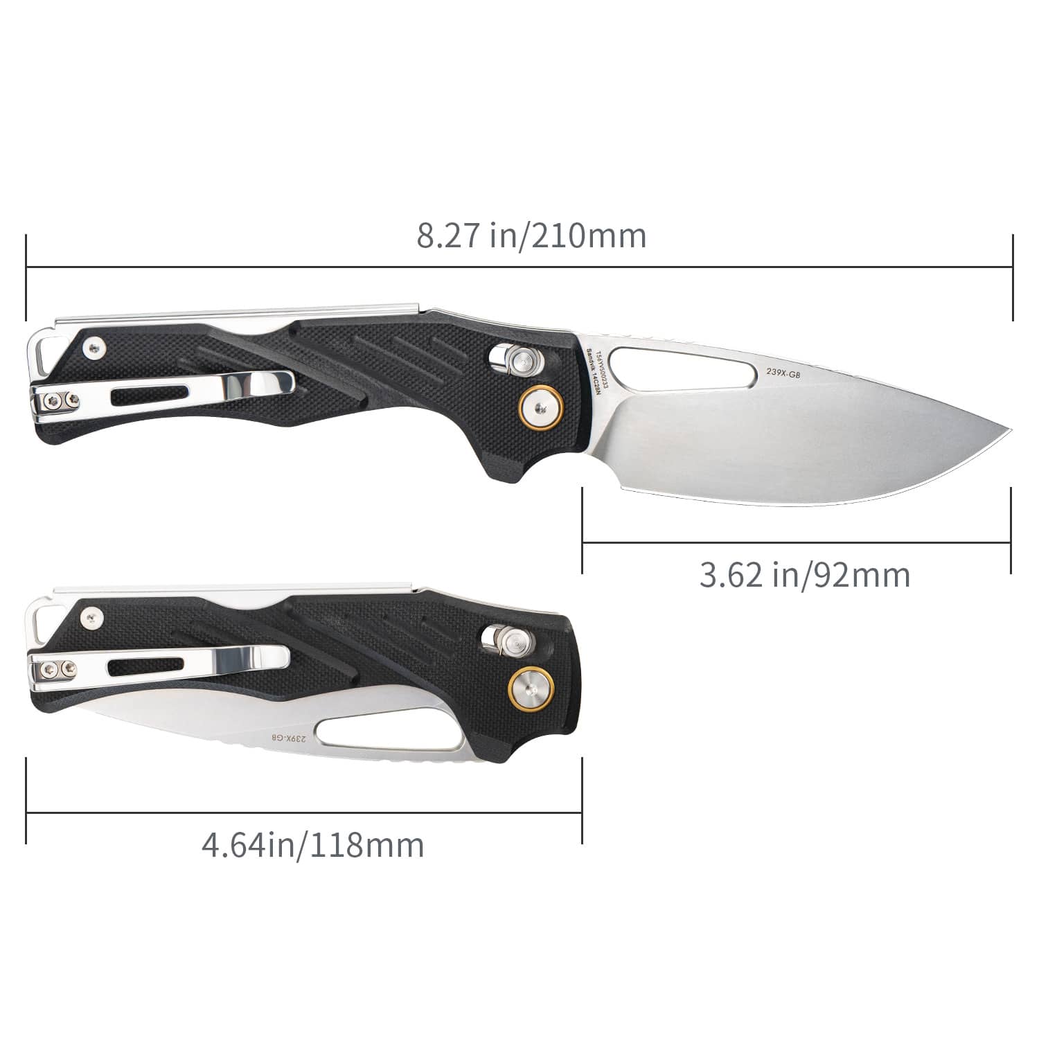 SRM Folding hunting knife Mirage 239X-GB | 14C28N blade and black G10 handle