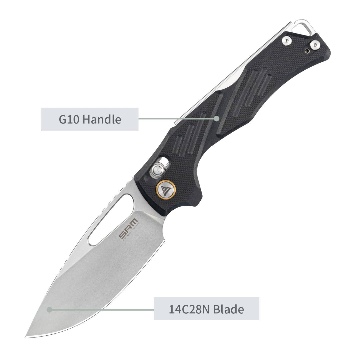 SRM Folding hunting knife Mirage 239X-GB | 14C28N blade and black G10 handle