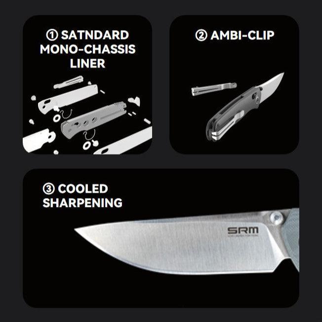 Terrier 258L-GN (D2 blade, G10 handle, Mono Chassis, Ambi Clip, Ambi Lock)