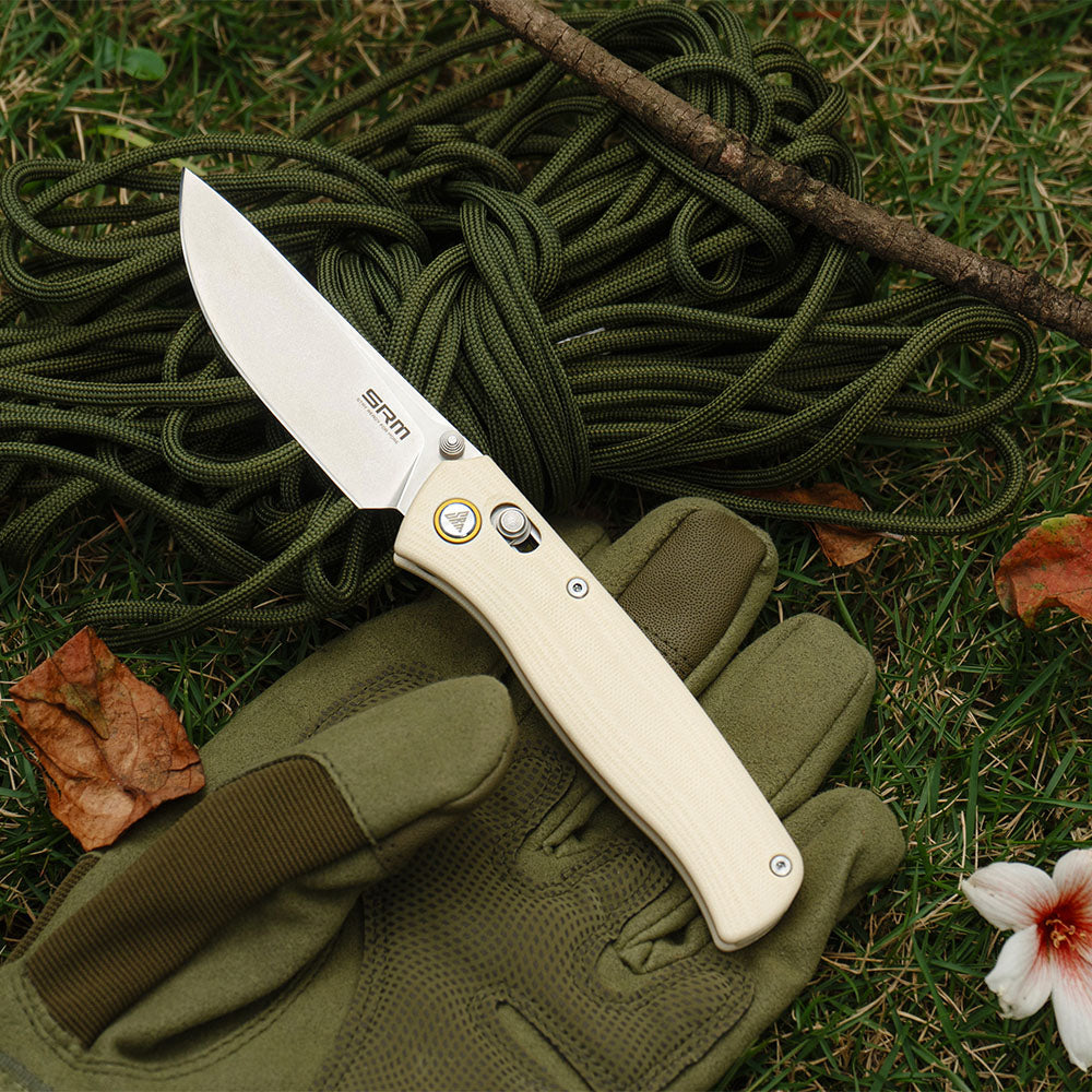 SRM Ambi Lock EDC pocket knife Medal 255L-GT | White G10 Handle