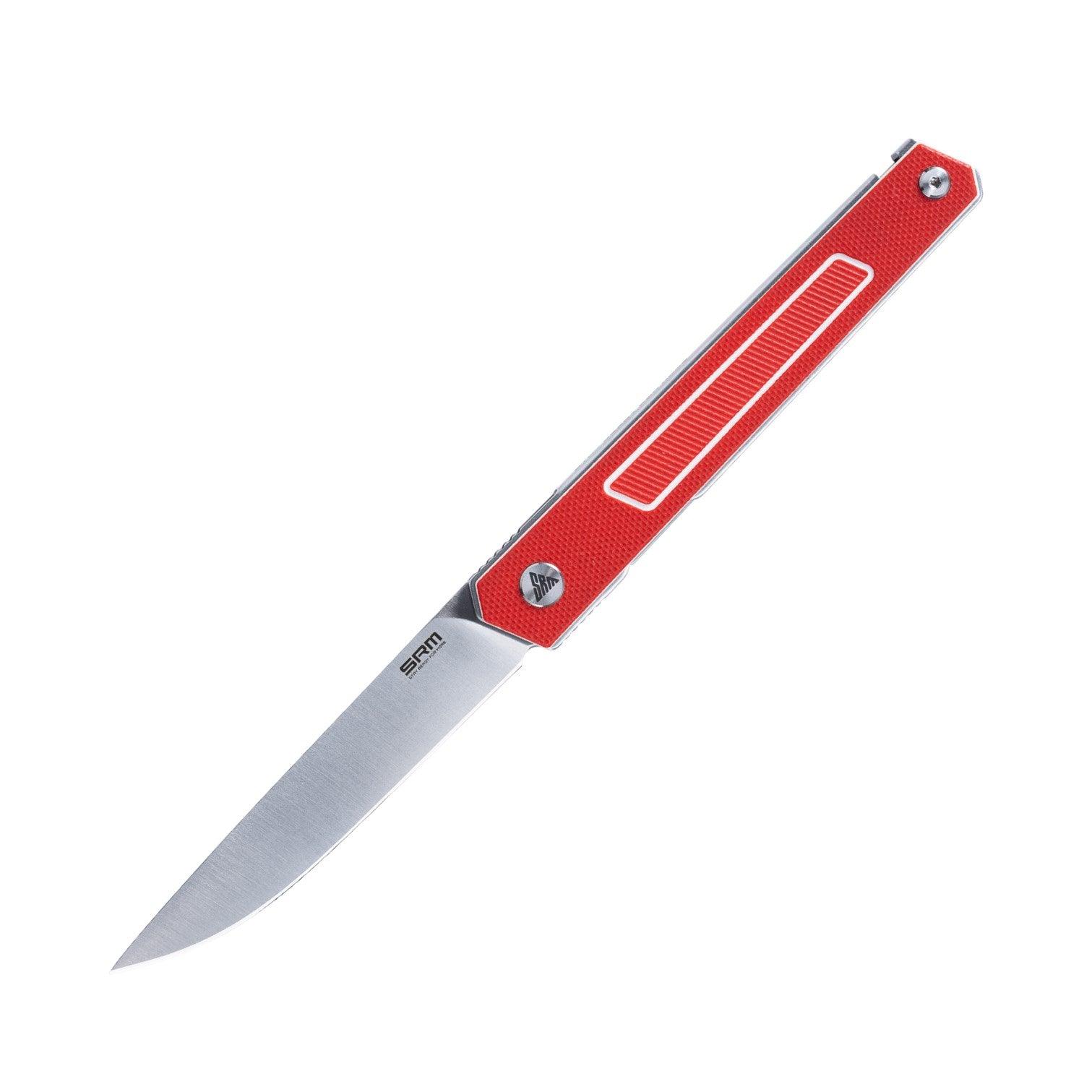 SRM liner lock knife 125L-GR | Sandvik 12C27 blade and red G10 handle