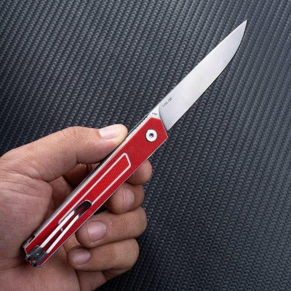 SRM liner lock knife 125L-GR | Sandvik 12C27 blade and red G10 handle