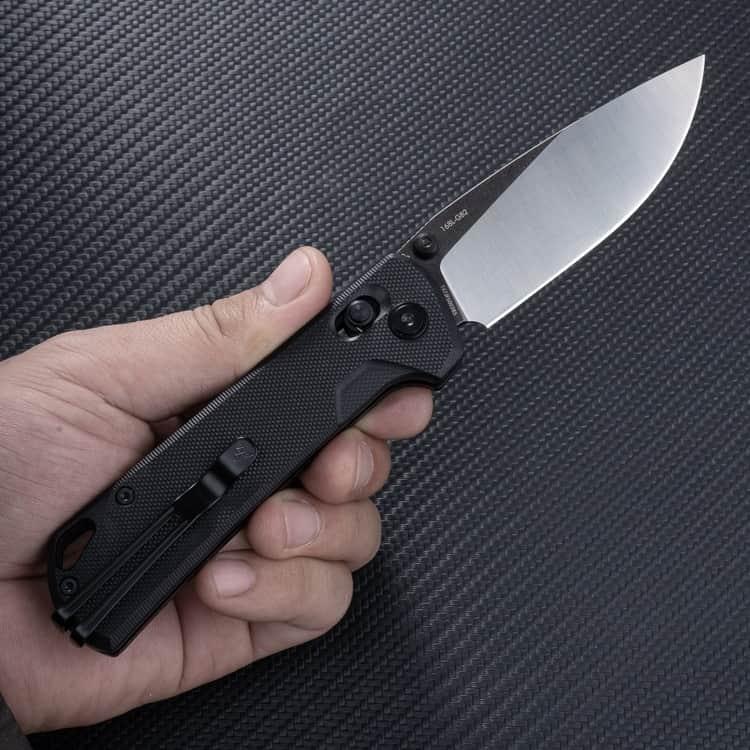SRM EDC pocket knife 168L-GB2 | Black G10 handle with ambi clip 