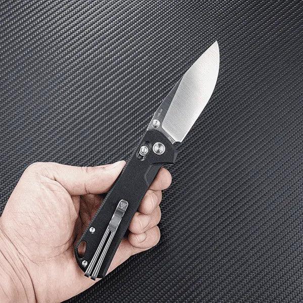 SRM EDC pocket knife 168L-GB | Black G10 handle with ambi clip 