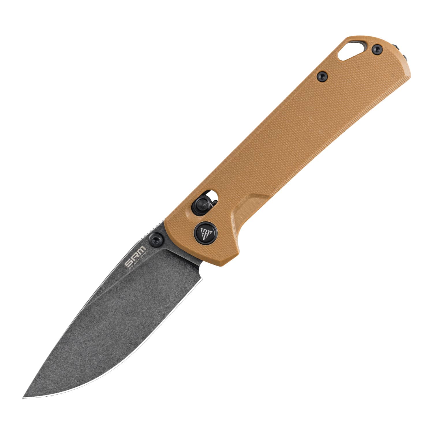 SRM EDC pocket knife 168L-GW2 | D2 blade steel and tan G10 handle