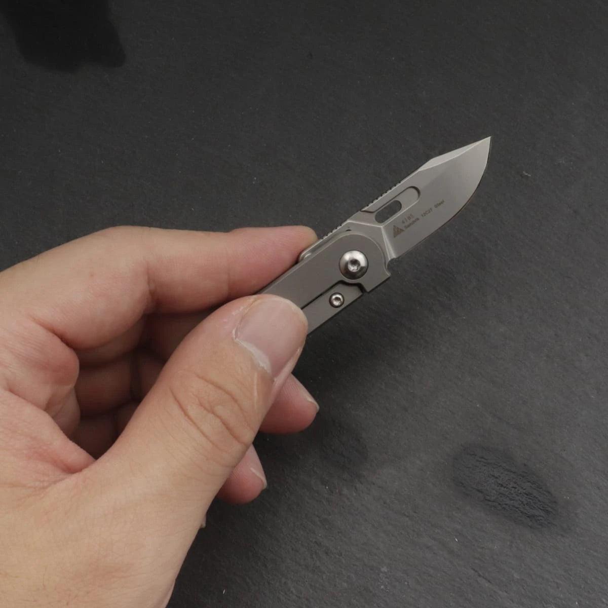 EDC tiny knife 418S( 12C27 blade, TC4 Titanium handle) - SRM Knives
