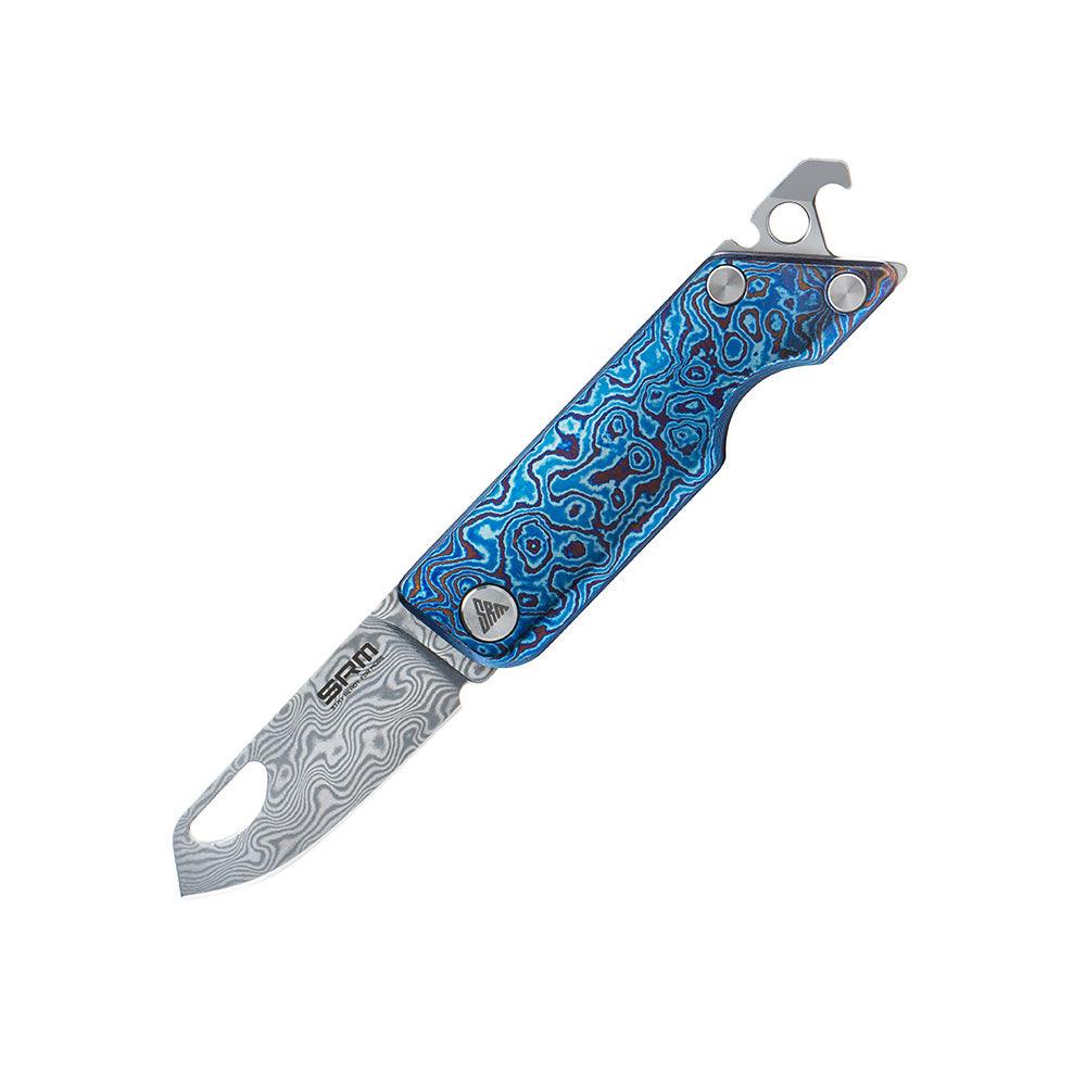 SRM Folding Pocket Tiny Knife (Damascus Blade, Titanium Handle) 6435-TL - SRM Knives