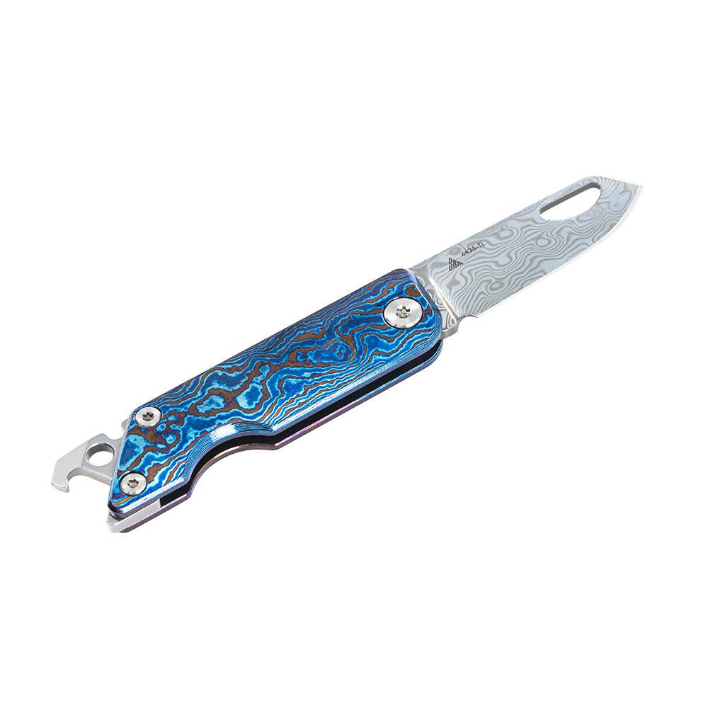 SRM Folding Pocket Tiny Knife (Damascus Blade, Titanium Handle) 6435-TL - SRM Knives