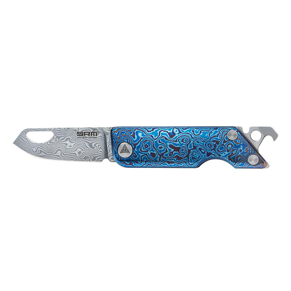 SRM Folding Pocket Tiny Knife (Damascus Blade, Titanium Handle) 6435-TL - SRM Knives