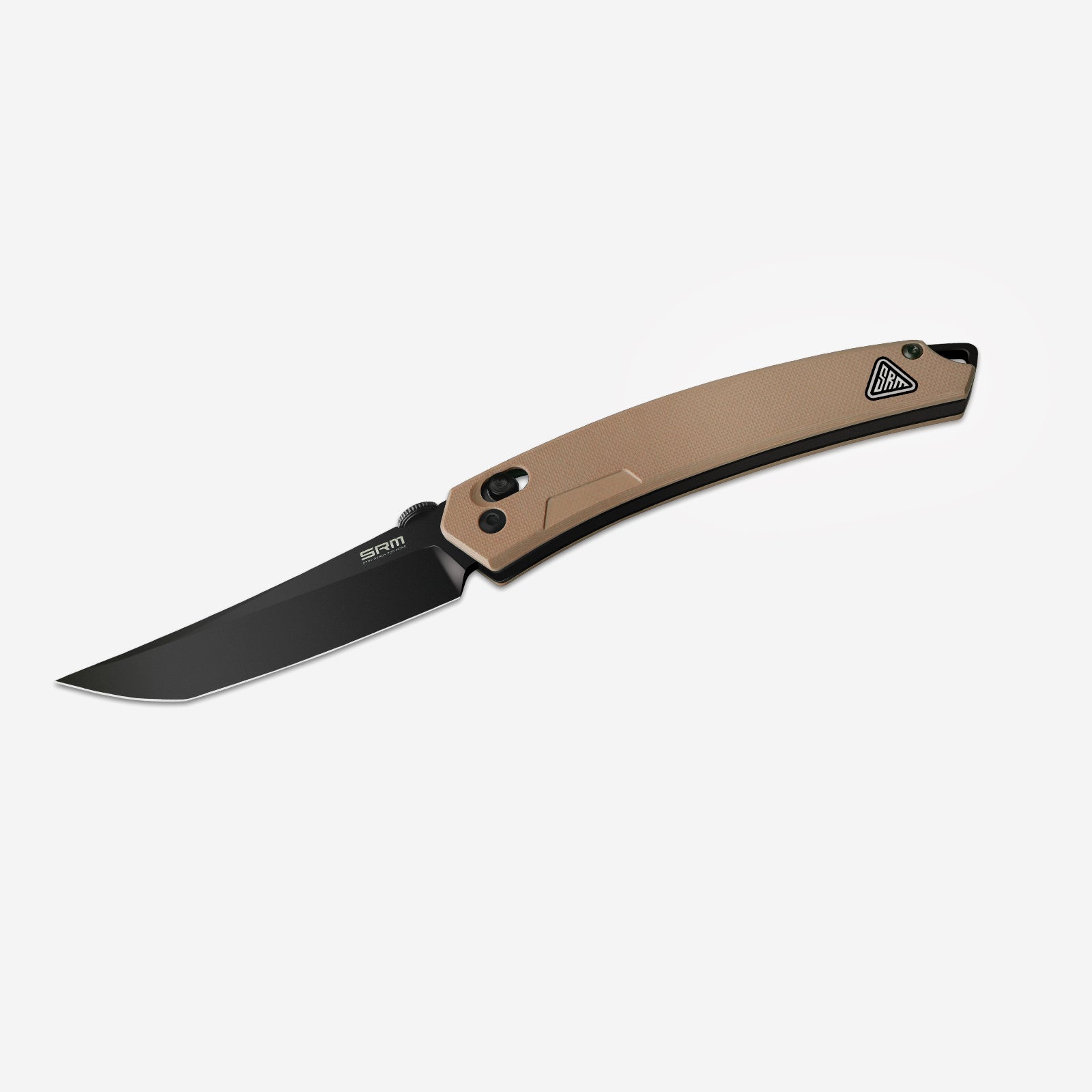 Detailed view of SRM 9211B-GW tactical pocket knife handle and blade