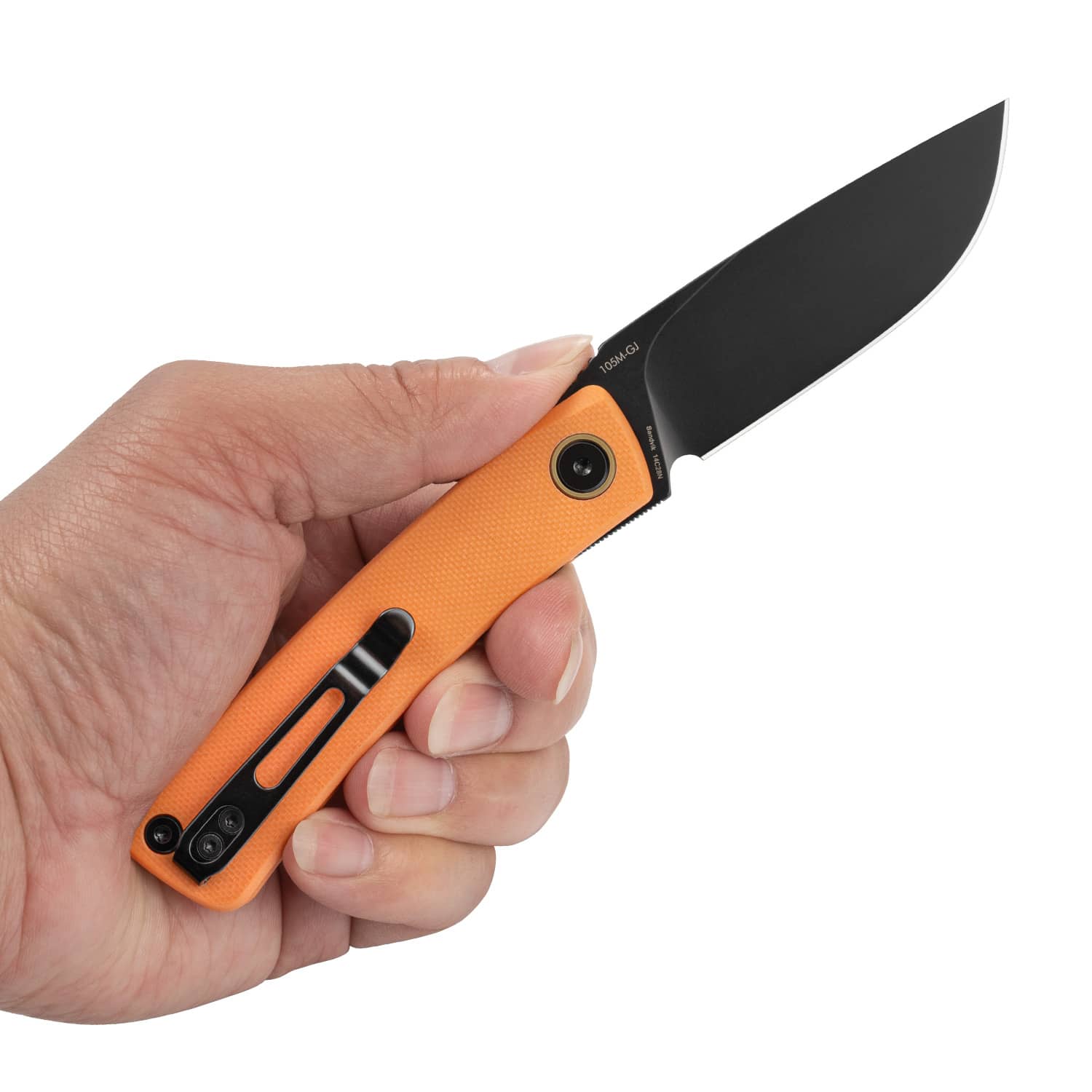 SRM EDC liner lock knife Air 105M-GJ | 14C28N blade and orange G10 handle