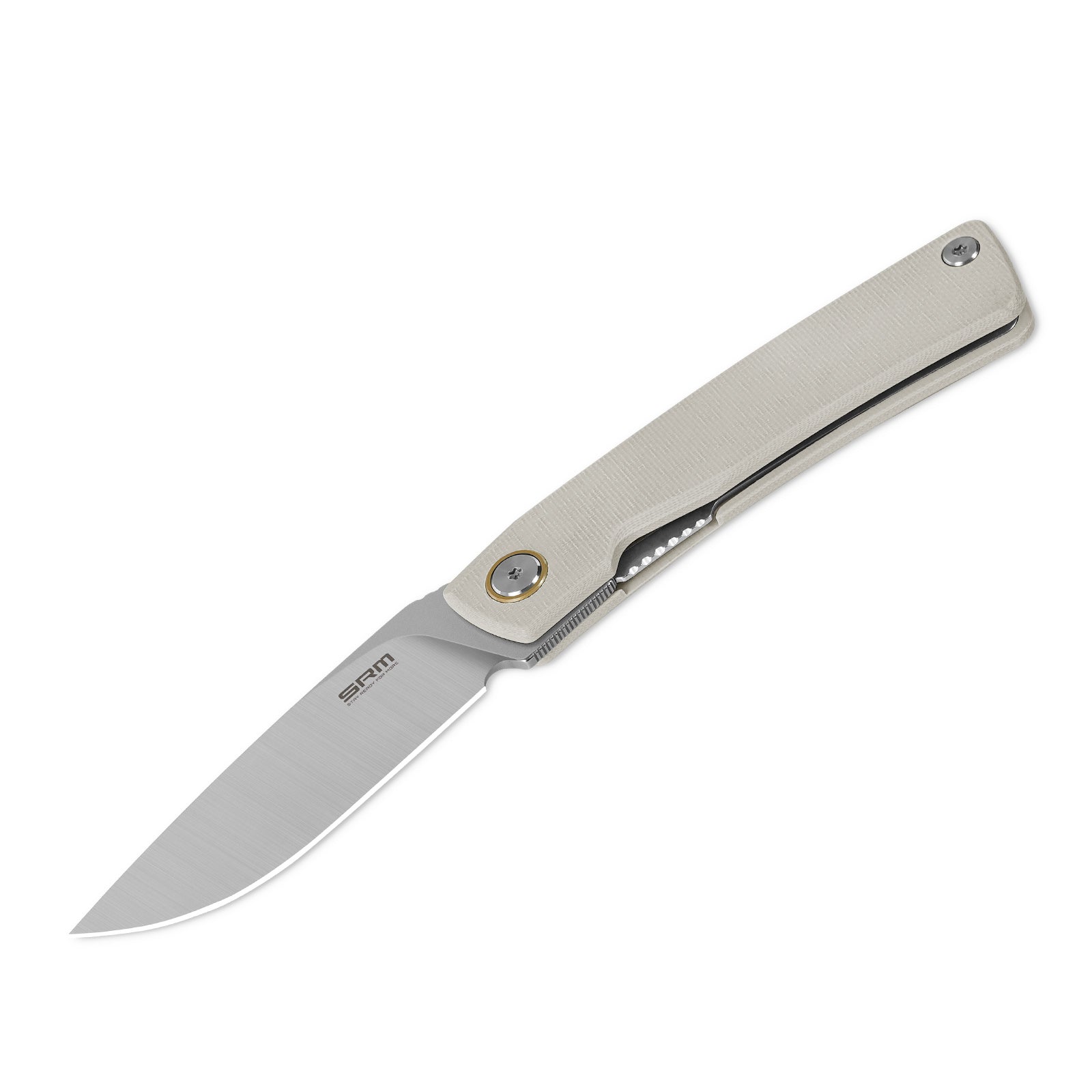 Detailed view of SRM Air 105M-GK EDC knife handle and blade