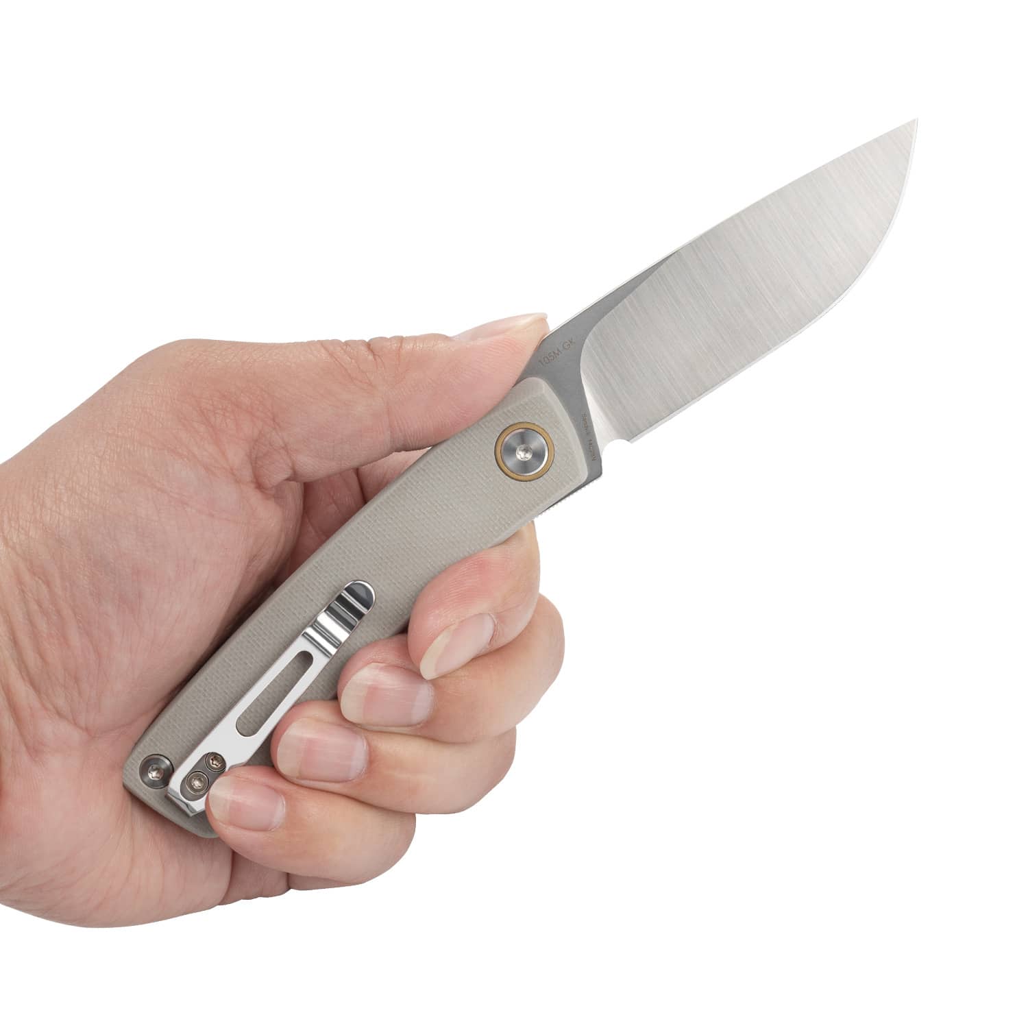 SRM EDC liner lock knife Air 105M-GK | 14C28N blade and grey G10 handle