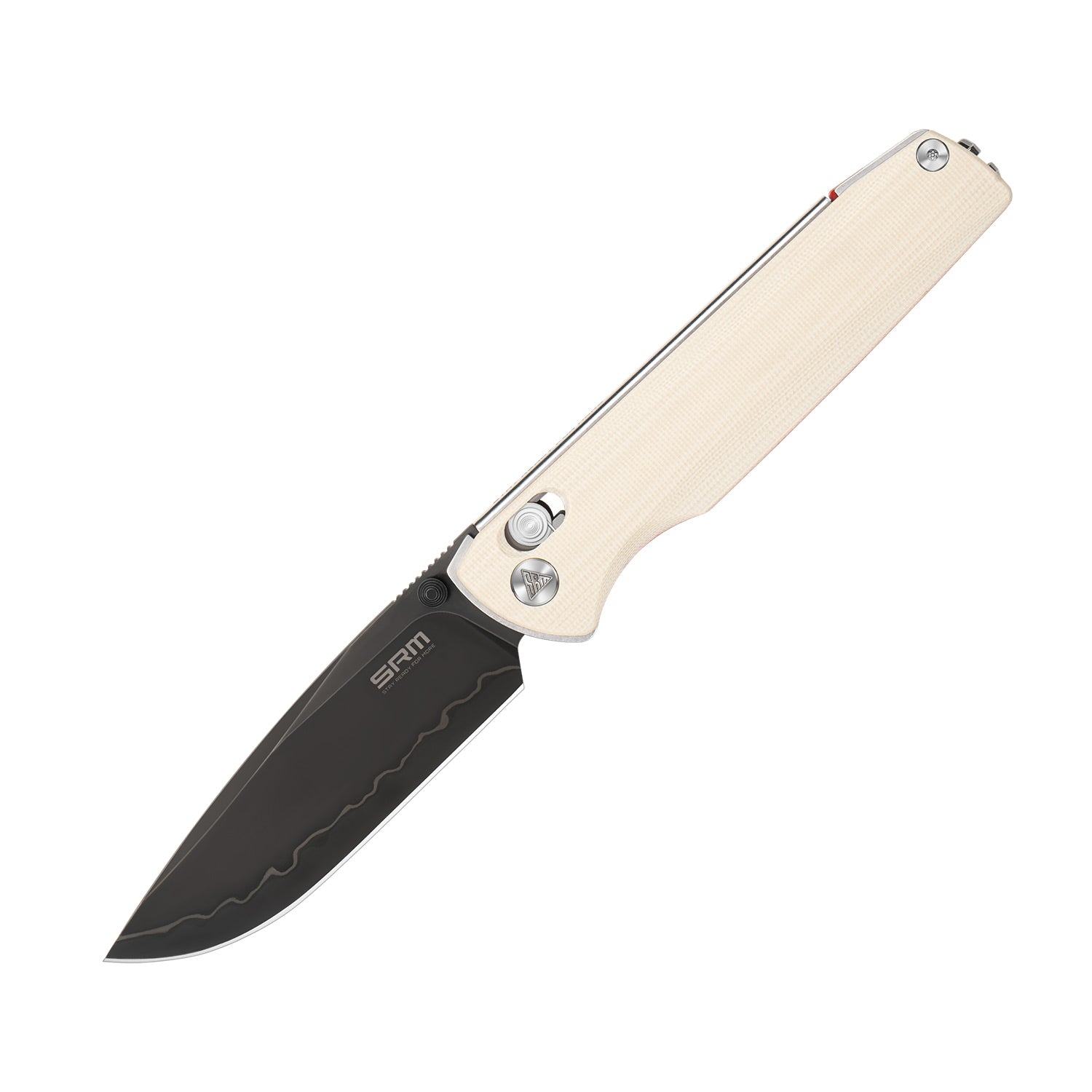 SRM ambi lock edc pocket knife Terrier 258L-GX2 - White & 
Red liner G10 handle
